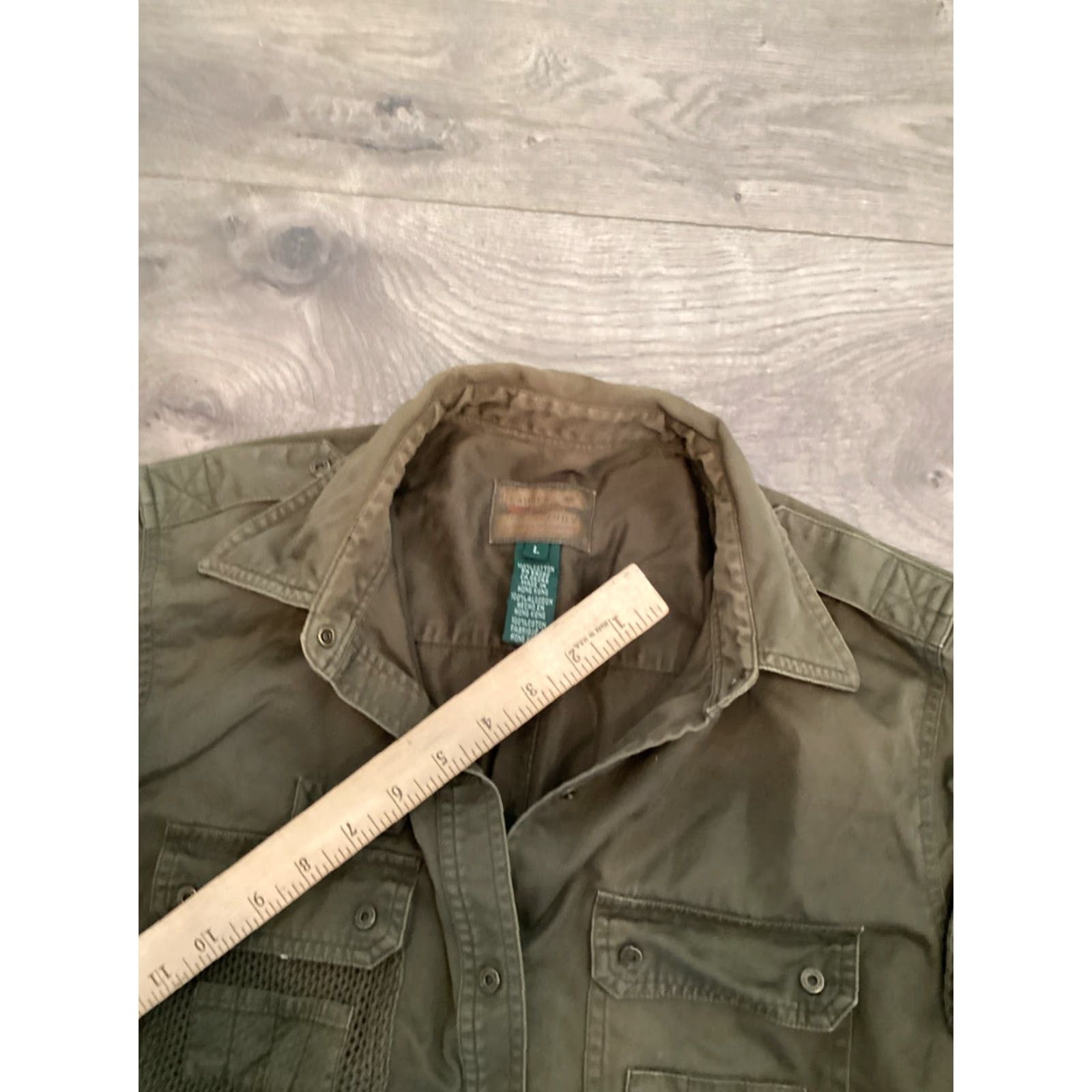 Olive VINTAGE Lauren LRL Women Shirt Adult Large Green Cotton Necks Collared Short Sleeve Snap Front Utility 1967 Military Logo Pockets Mens? Girls? Wait. Size L / US 10 / IT 46 - 7 Thumbnail