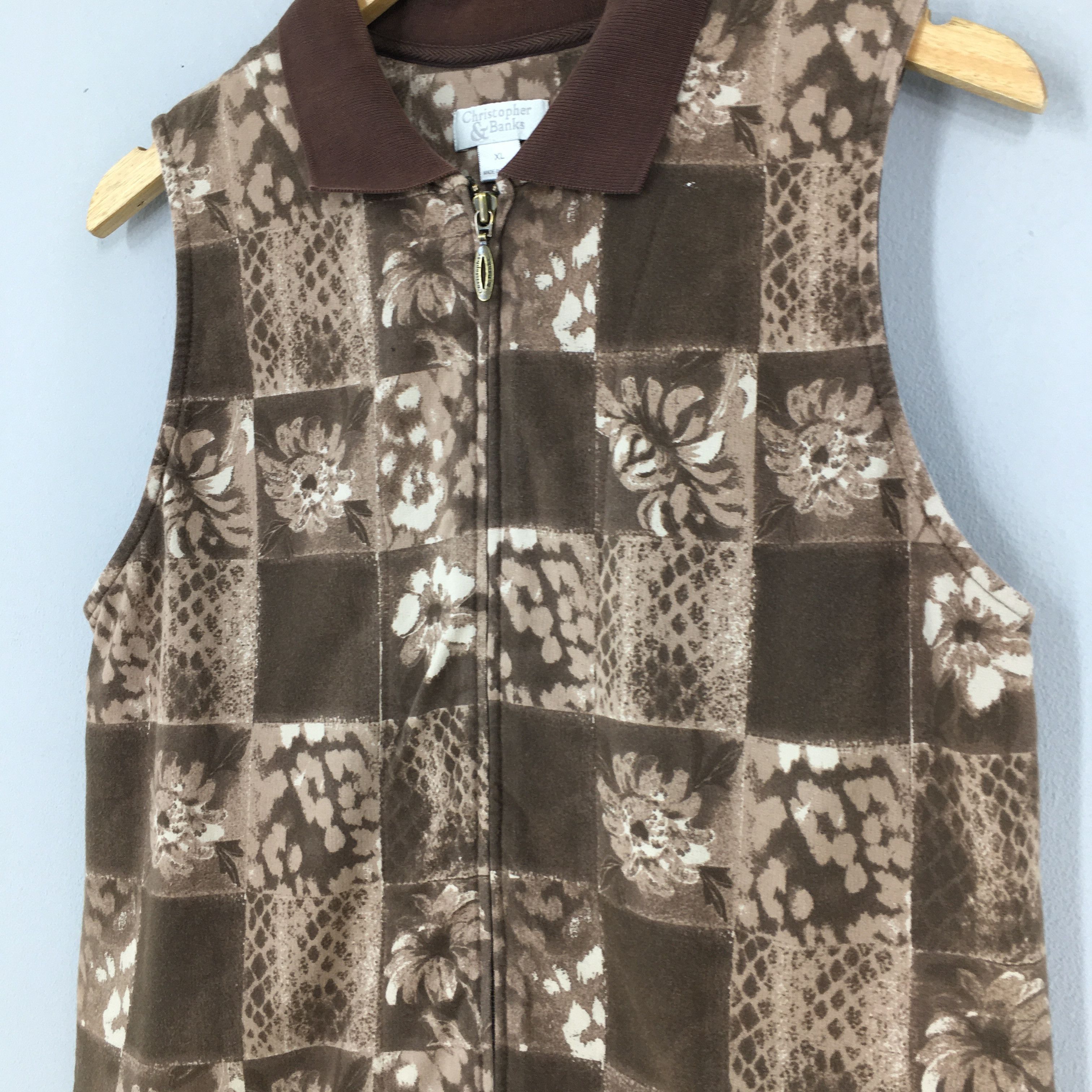 Vintage Vintage Christopher Banks Flowery Vest Brown Jacket Small Size US S / EU 44-46 / 1 - 4 Thumbnail