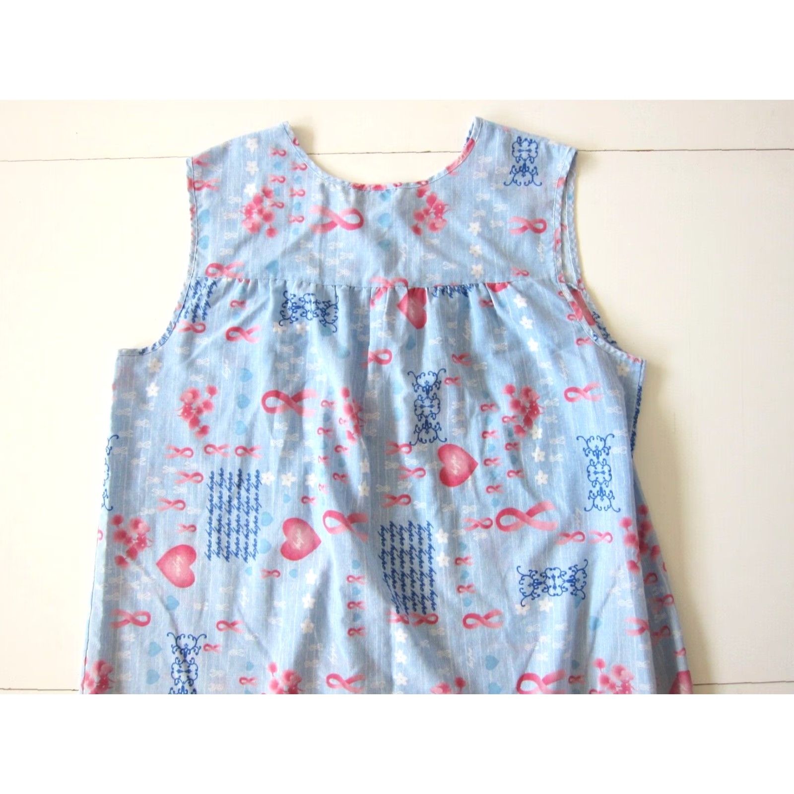 Vintage Anthony Richards Cotton Pink Blue Cancer Pink Ribbon Tank Dress Large Size L / US 10 / IT 46 - 6 Thumbnail