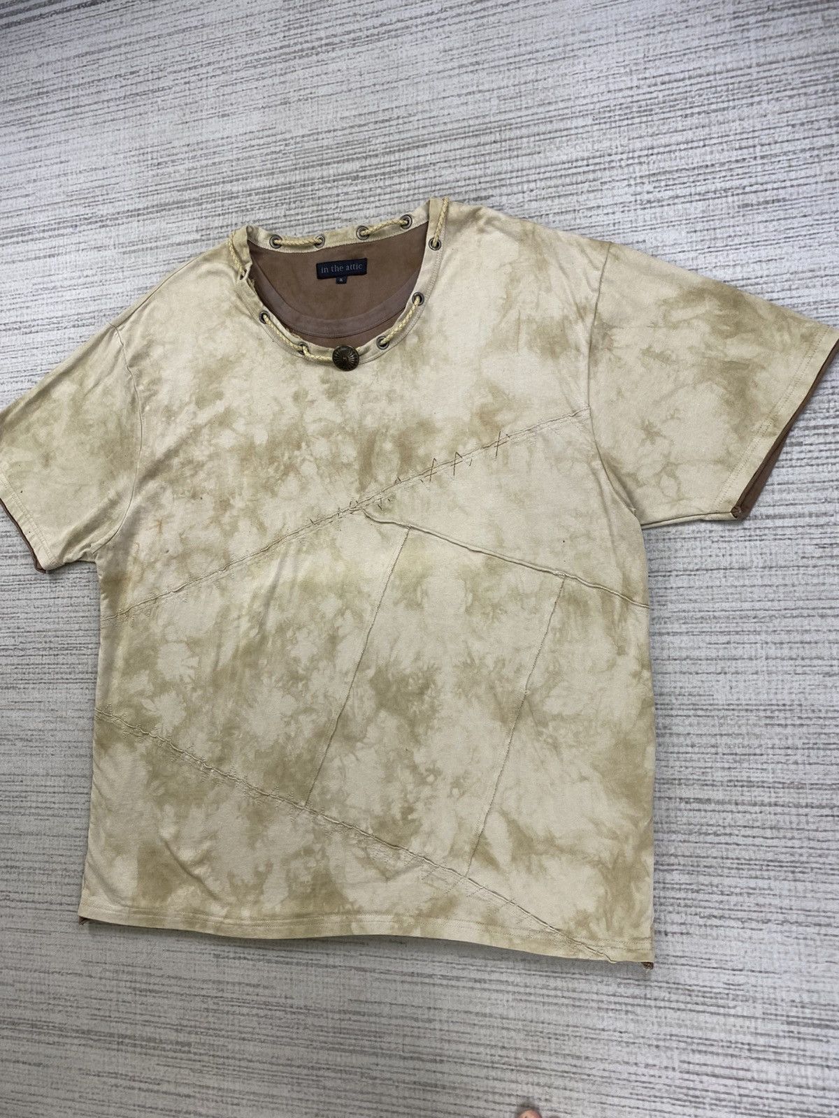 In The Attic × Vintage Vintage In The Attic Patchwork Mud Wash Punk Shirt Size US L / EU 52-54 / 3 - 4 Thumbnail
