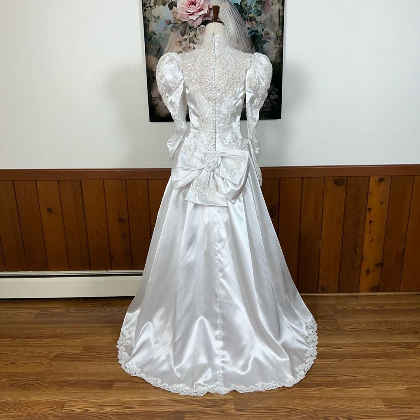 Vintage Preserved Vintage 90s Eden Bridals Cathedral Wedding Gown! Size L / US 10 / IT 46 - 15 Thumbnail