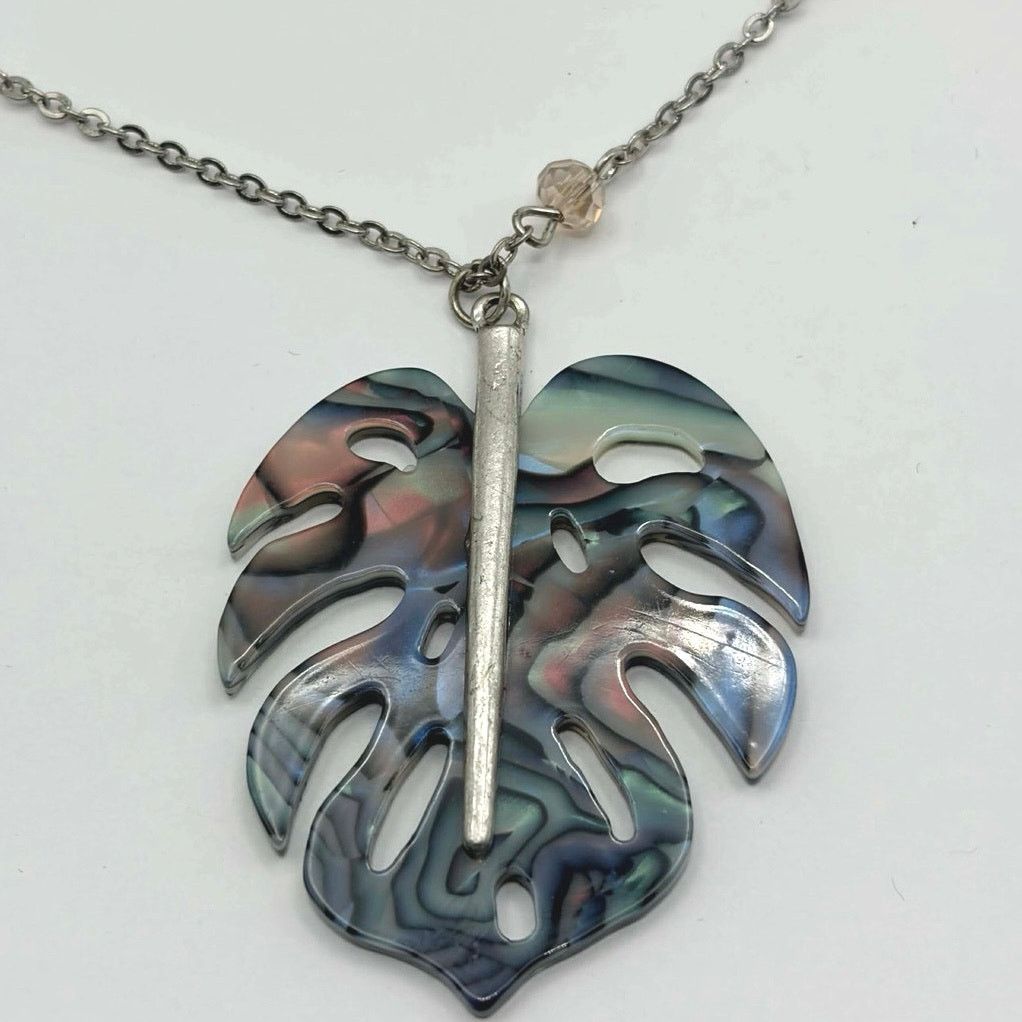 Other Blue & Pink Leaf Necklace Size ONE SIZE - 2 Thumbnail