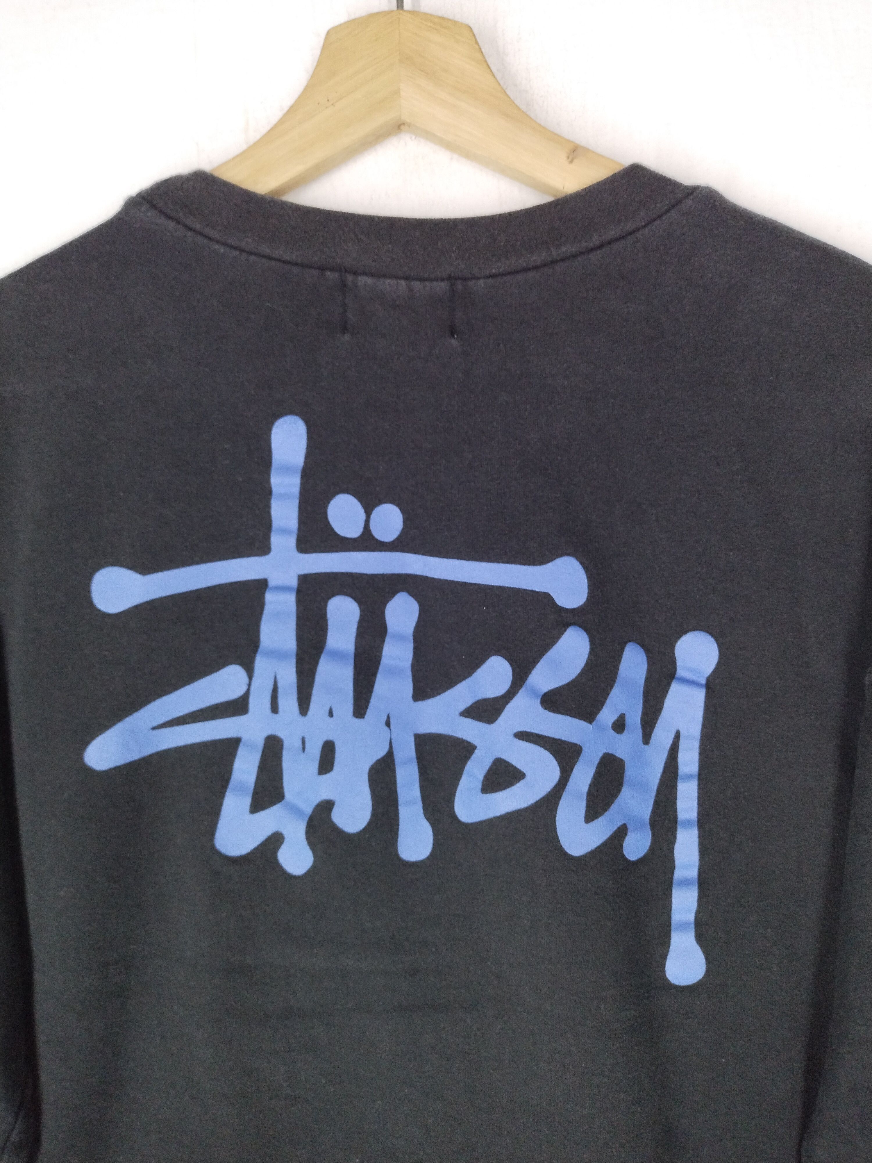 Stussy × Vintage Stussy Spellout Logo Sweatshirt Black Size US M / EU 48-50 / 2 - 2 Thumbnail