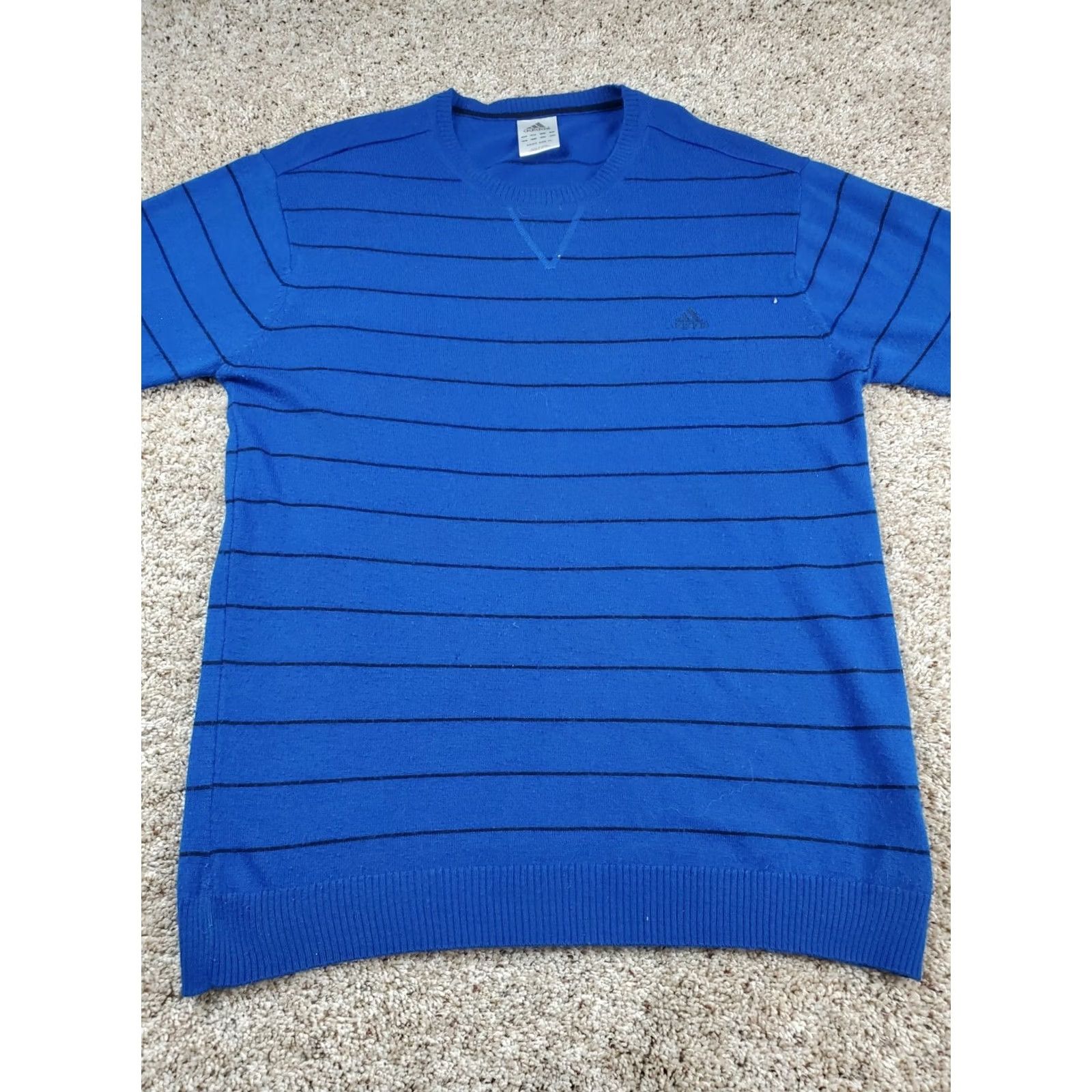 Adidas Adidas Knit Pullover XL Men Blue Striped V-Neck Long Sleeve Sweatshirt Knit Style Casual Pullover Logo Size US XL / EU 56 / 4 - 3 Thumbnail