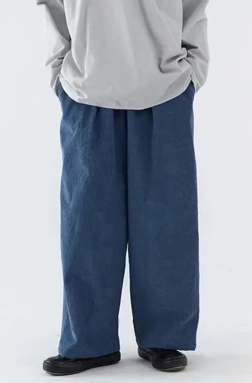 Japanese Brand 20AW Indigo Union Japan Blue Corduroy Wide Legs Pants Size US 32 / EU 48 - 4 Thumbnail