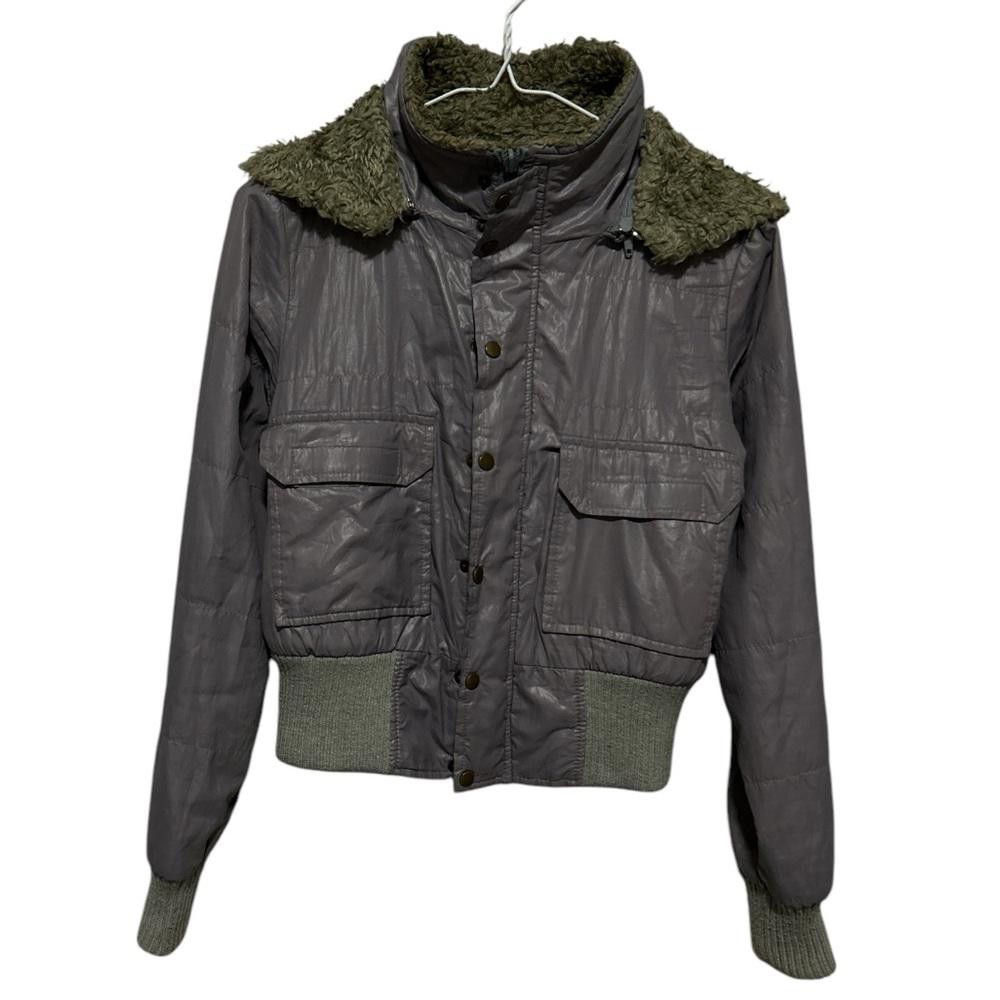 Designer Women's Grey Hooded Jacket with Sherpa lining Size XS / US 0-2 / IT 36-38 - 1 Thumbnail