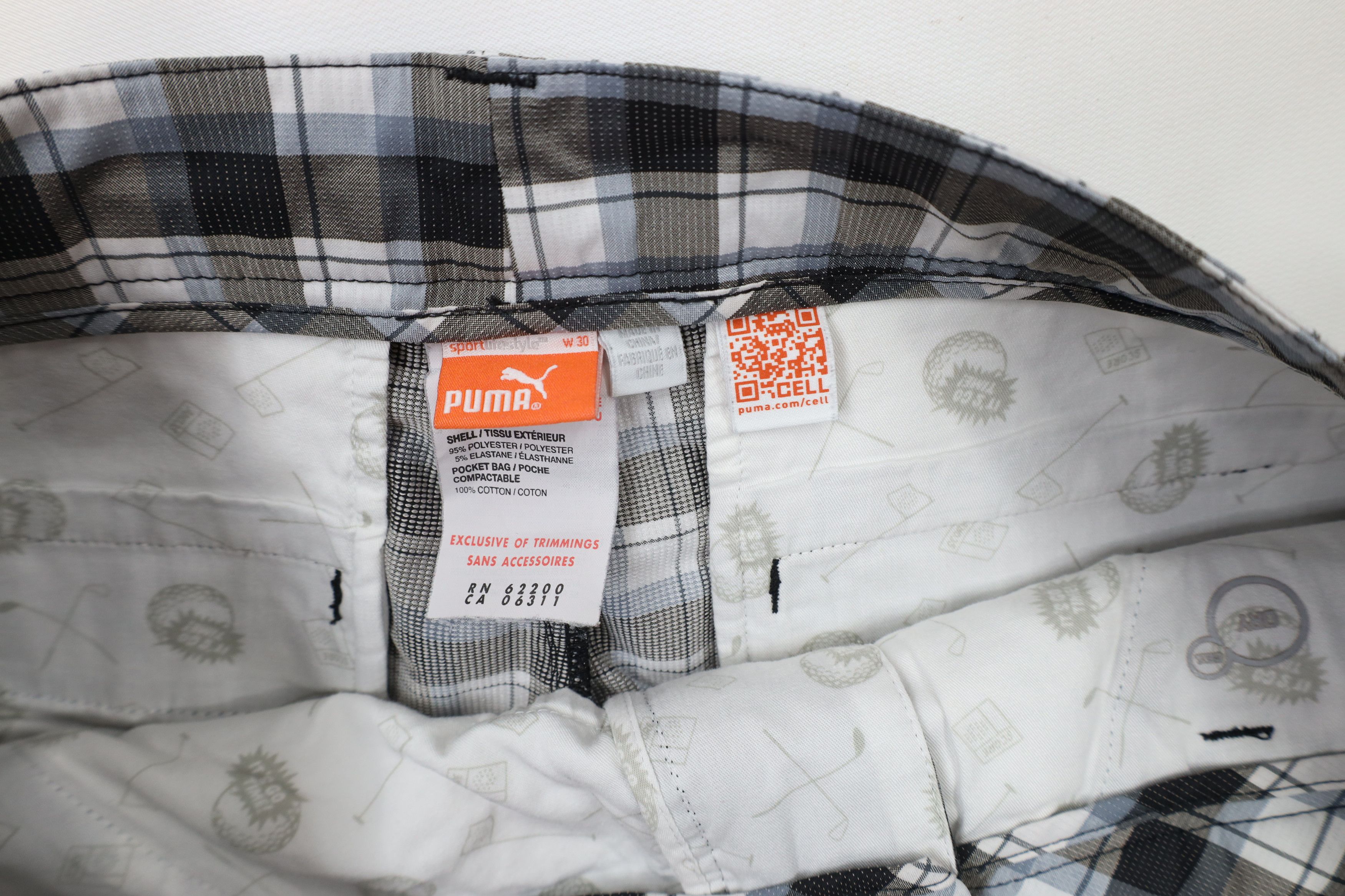 Puma × Vintage Puma Golf Cell Rickie Fowler Golfing Chino Shorts Plaid Size US 30 / EU 46 - 8 Thumbnail