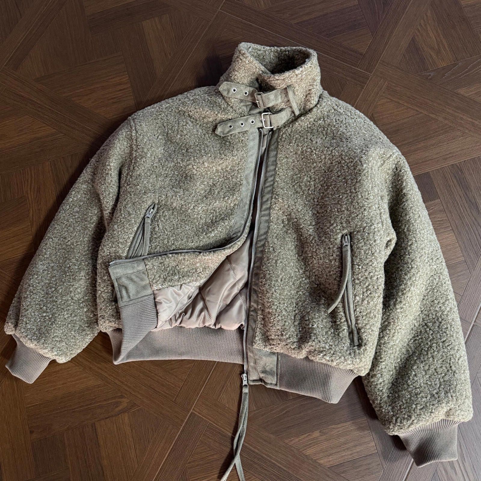 Vintage Beige Oversized Fleece Jacket, Cozy Warm Outerwear Size US L / EU 52-54 / 3 - 1 Thumbnail