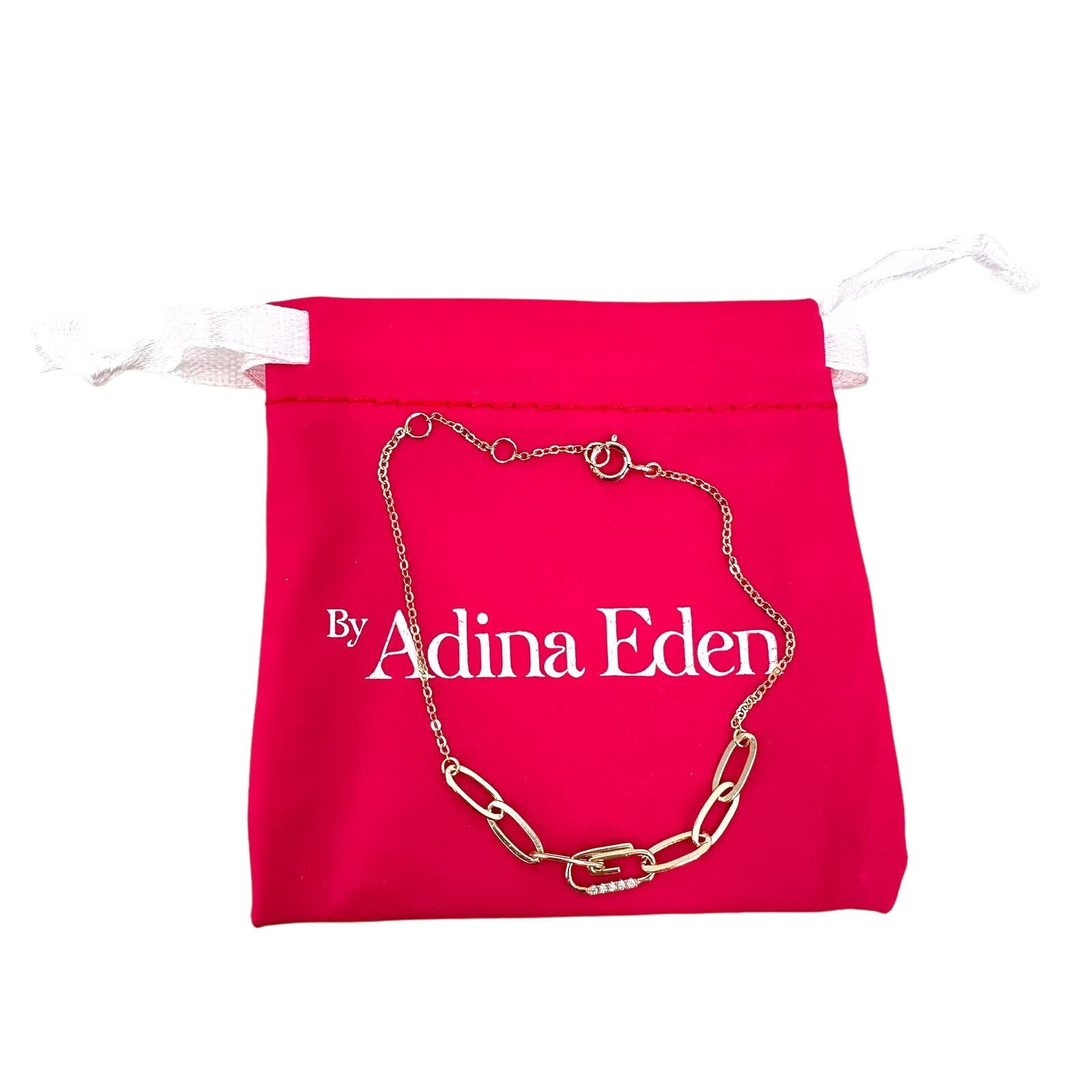 Other Adina Eden Pave Safety Pin Paperclip Bracelet 14K Plated Size ONE SIZE - 2 Thumbnail
