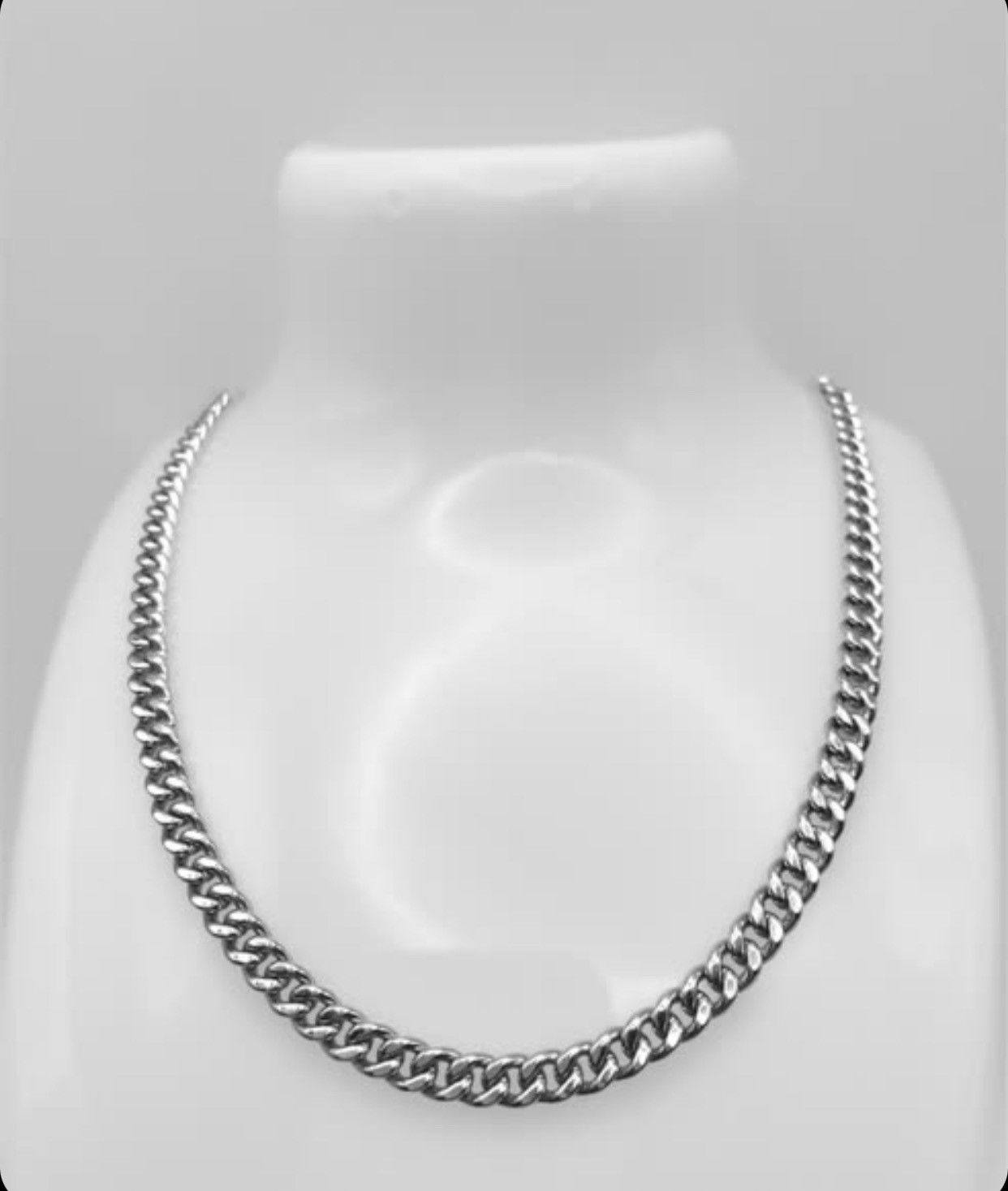 image of 925 Silver x Cuban Link Chain Cuban Curb Necklace Choker 5Mm Real 925Silver, Women's