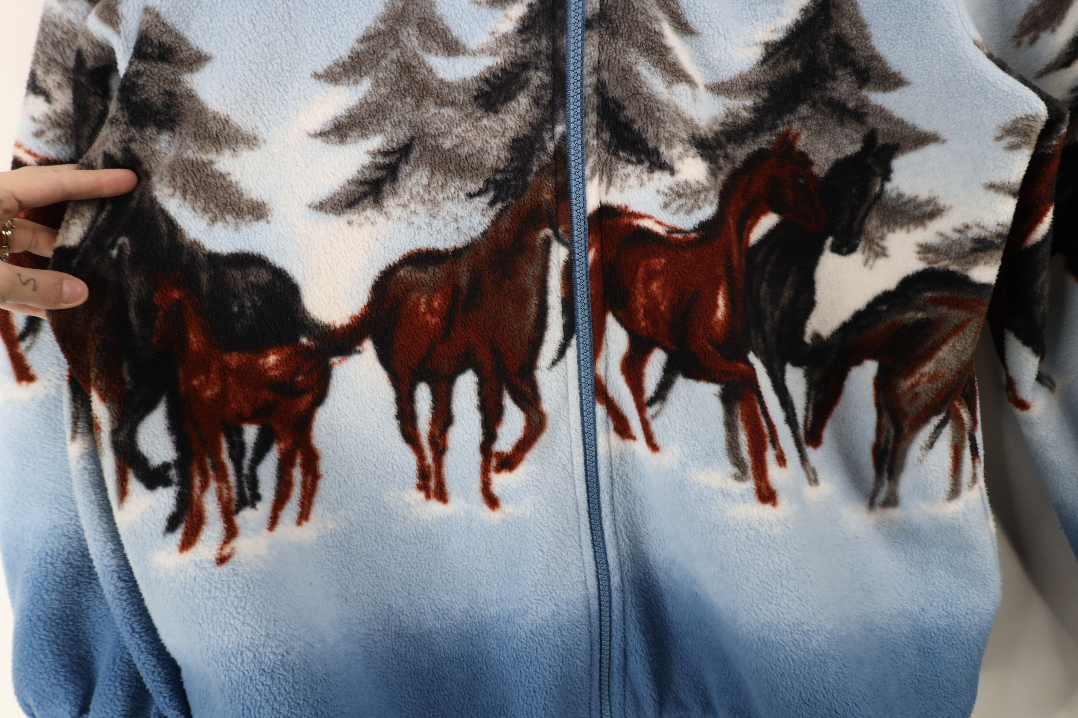 Vintage Vintage 90s Streetwear Equestrian All Print Fleece Jacket Size XL / US 12-14 / IT 48-50 - 5 Thumbnail