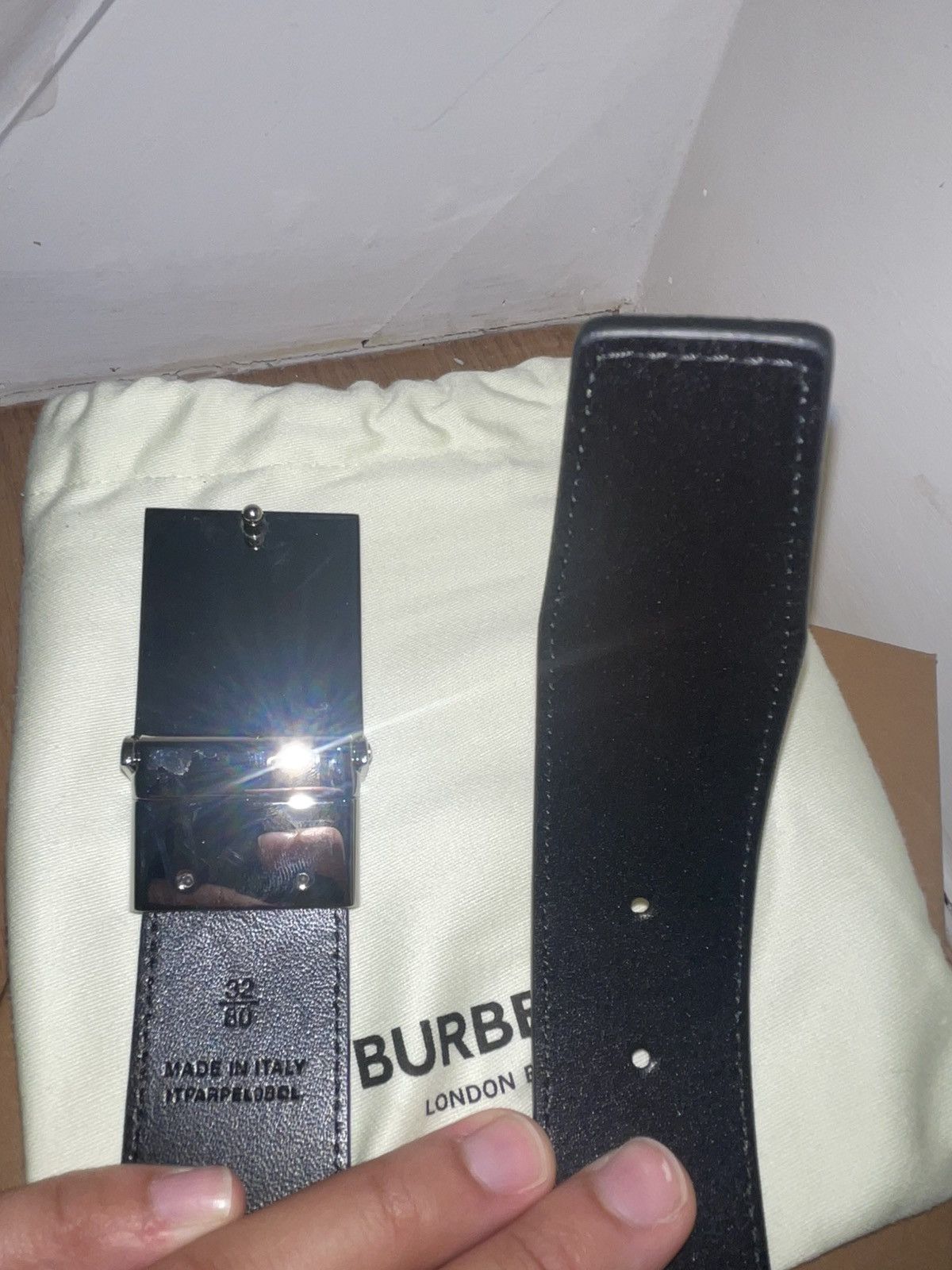 Burberry Reversible Plaque Buckle Vintage Check E-canvas Belt Size 32 - 6 Thumbnail