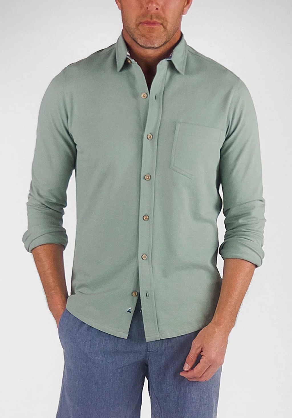 TaylorMade Taylor Vintage Men's Sage Green Button-Up Shirt, Med, NWT Size US M / EU 48-50 / 2 - 1 Thumbnail