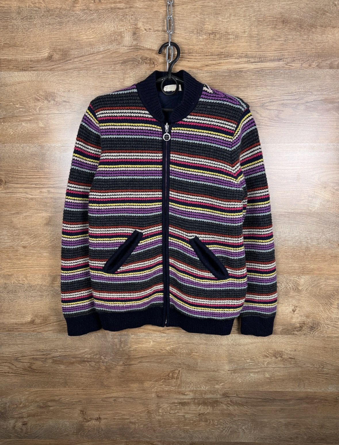 Folk Mens Vintage Folk reversible knitted bombers sweater jacket Size US S / EU 44-46 / 1 - 1 Thumbnail
