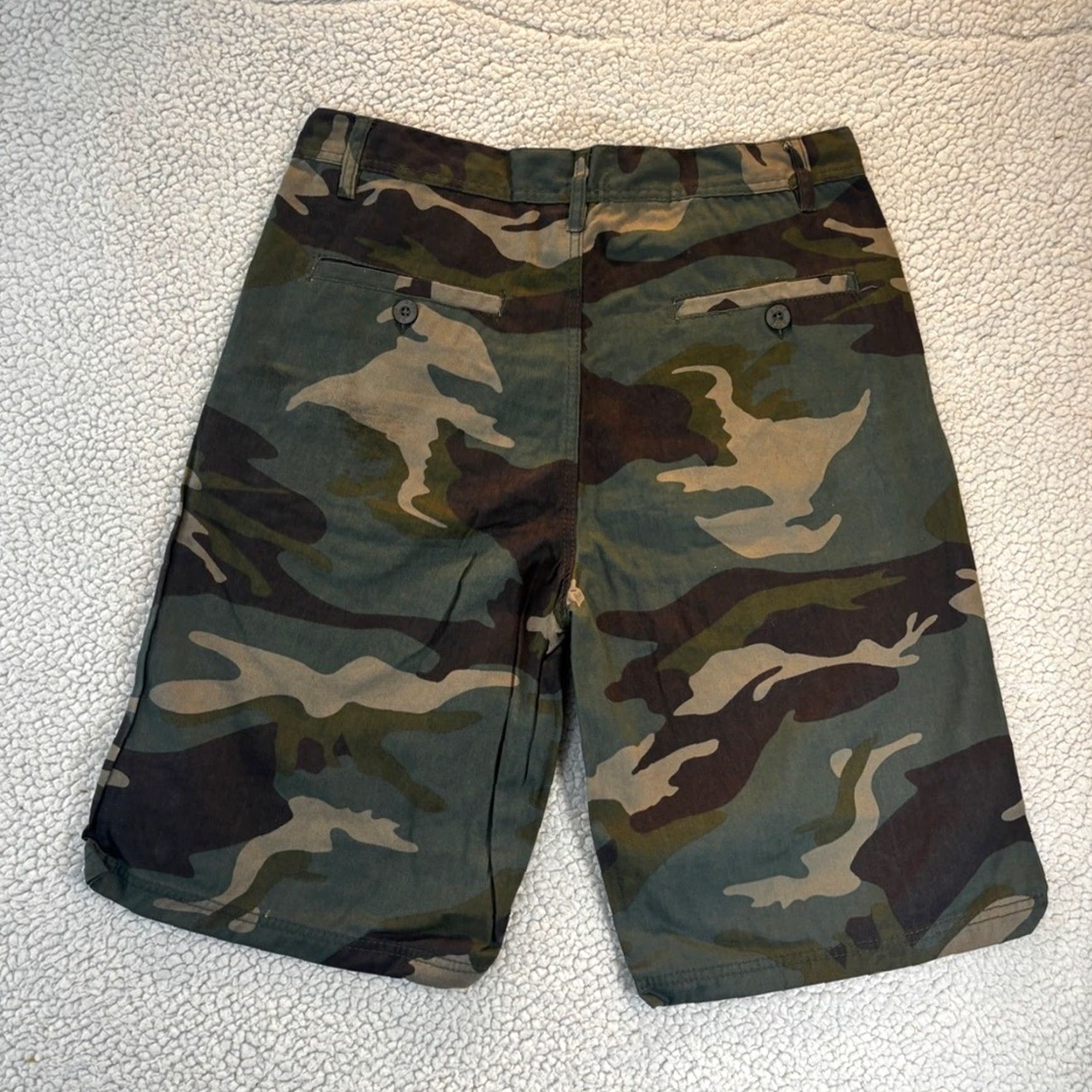 Vintage Hype Camo Shorts 34 Green Brown 100% Cotton Streetwear Unisex Adults Regular Chino Mens WomenS Girls Boys Size US 34 / EU 50 - 2 Thumbnail