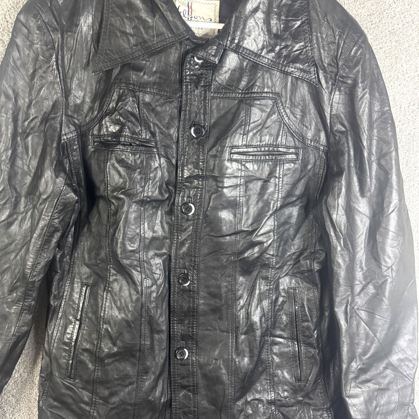 House of CB VINTAGE Wilson's House Of Suede And Leather Jacket Womens Medium Black Button Jacket Size M / US 6-8 / IT 42-44 - 6 Thumbnail