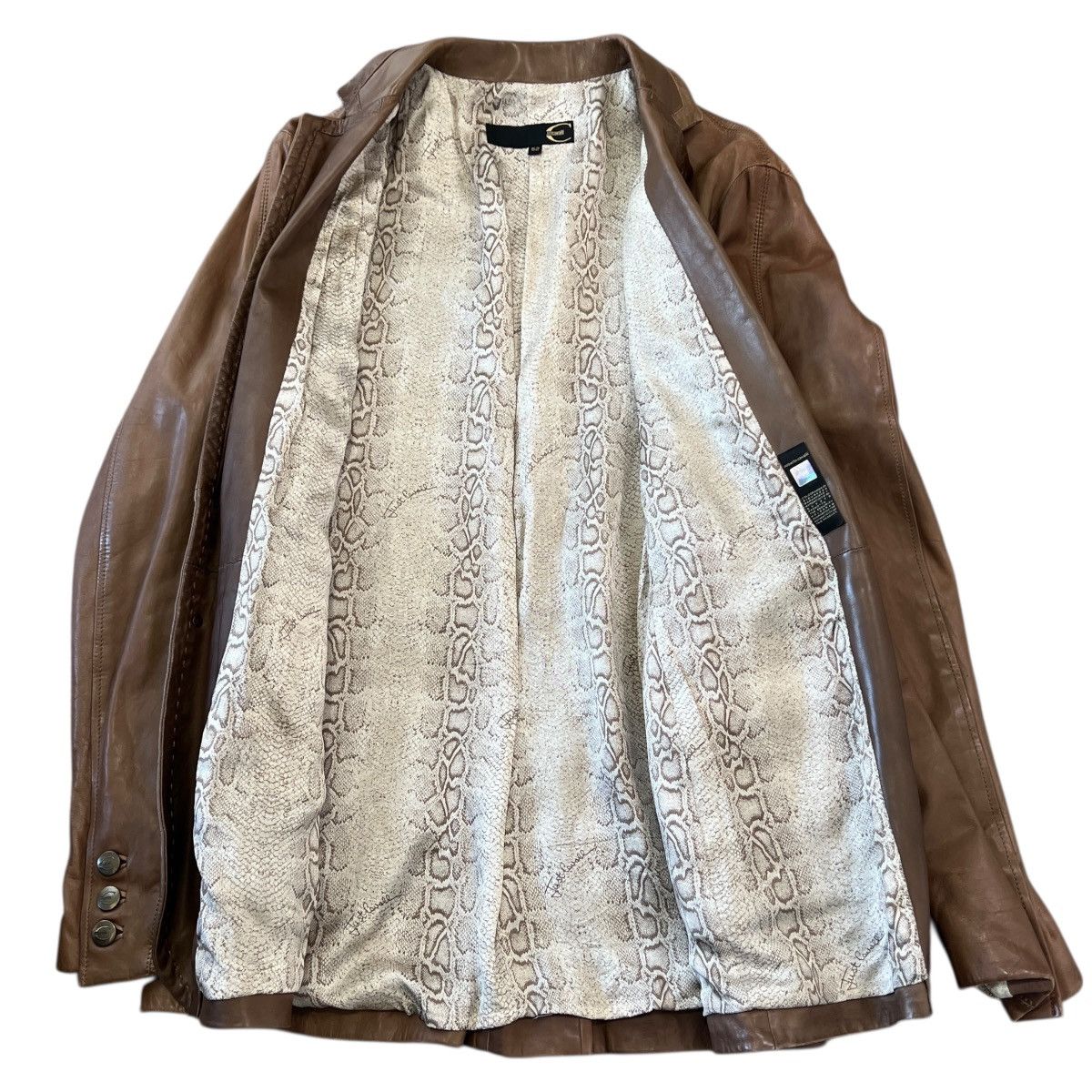 Just Cavalli Just Cavalli Asymmetric Pocket Distressed Leather Jacket Size US L / EU 52-54 / 3 - 2 Thumbnail