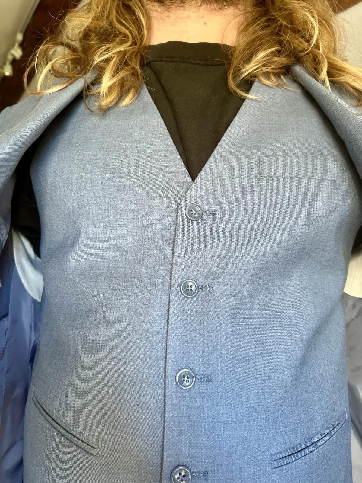 Designer Mr. Nicks 40S Blue Blazer Vest Superior 150’s Fabric Italy Size 40S - 4 Thumbnail