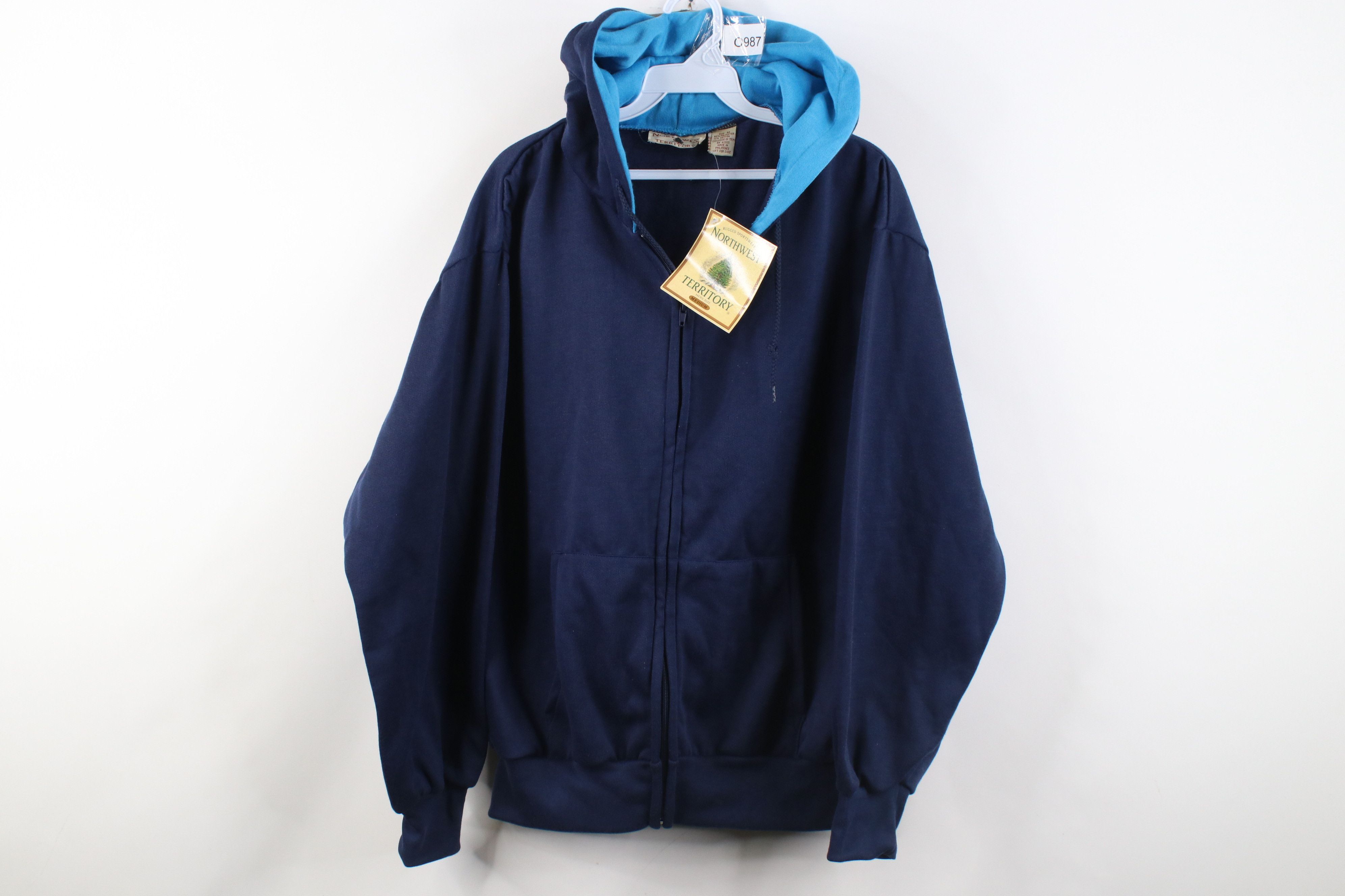 Vintage Deadstock Vintage 90s Streetwear Hoodie Sweatshirt Blue Size US M / EU 48-50 / 2 - 1 Thumbnail