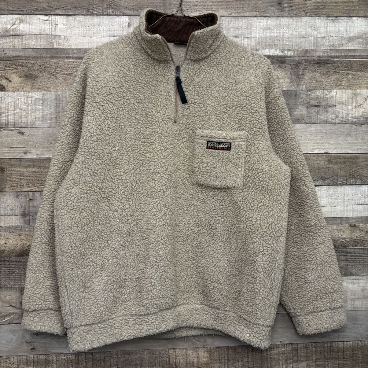 Napapijri Vintage Napapijri Geographic 1/4 Fleece Pullover Size US L / EU 52-54 / 3 - 3 Thumbnail