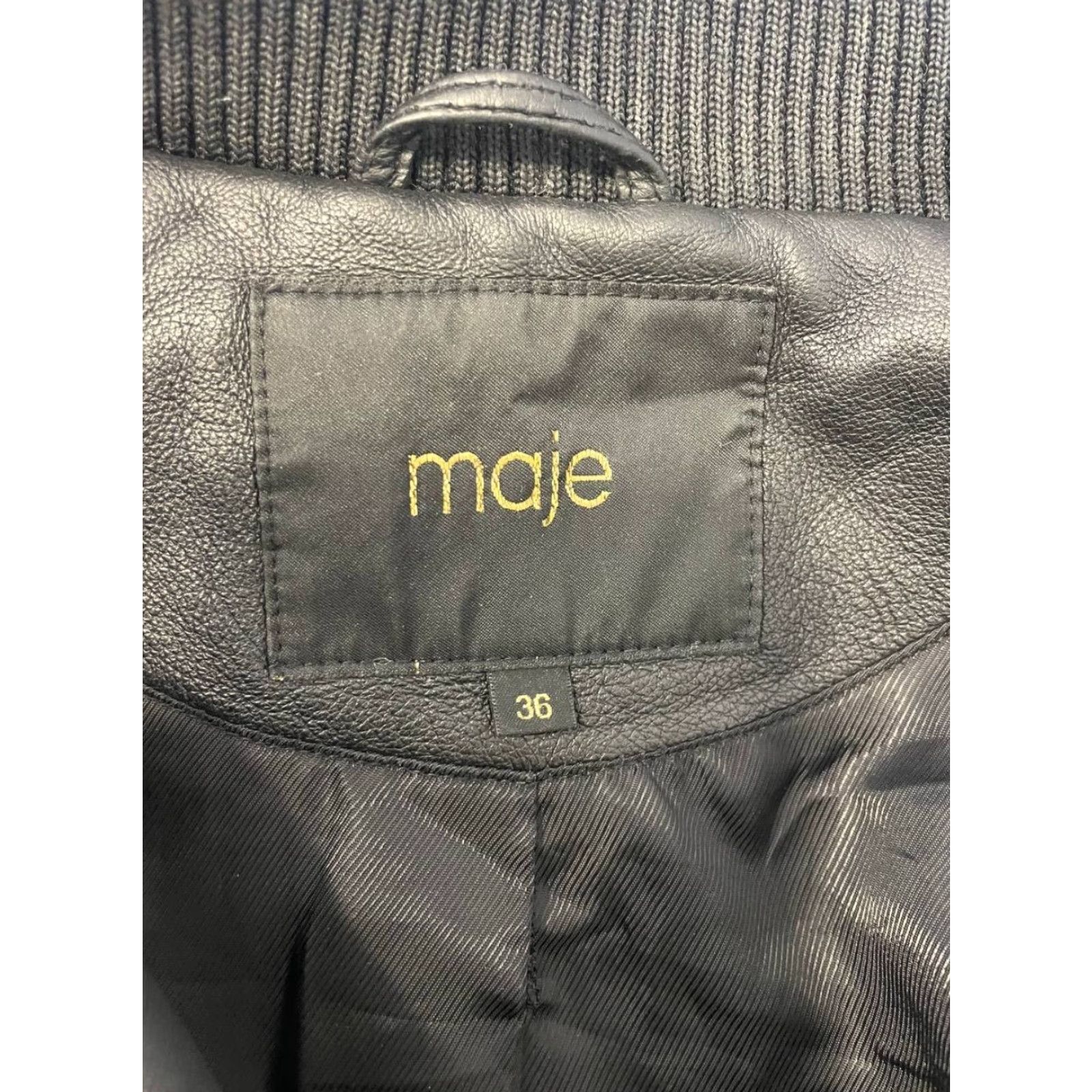Maje Maje Leather Jacket Women Bomber Size 36 Black Full Zipper Jacket Women Bomber 36 Black Zipper Maje Leather Size XS / US 0-2 / IT 36-38 - 3 Thumbnail