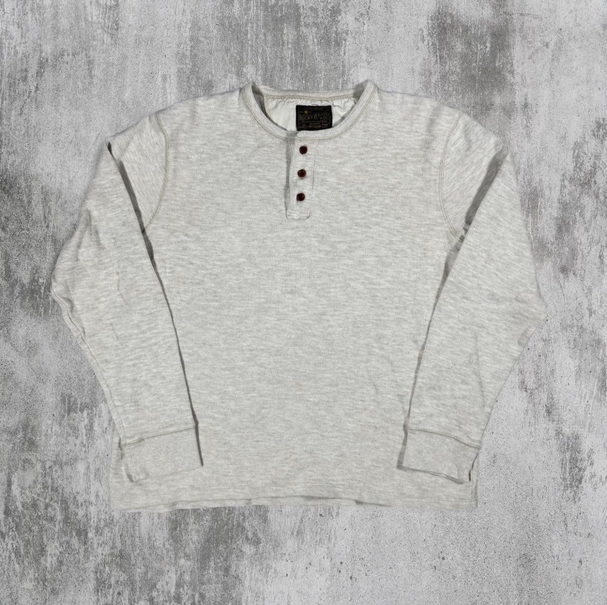 Lucky Brand Vintage Y2K Lucky Brand Beige Henley Shirt Mens Large Size US L / EU 52-54 / 3 - 1 Thumbnail
