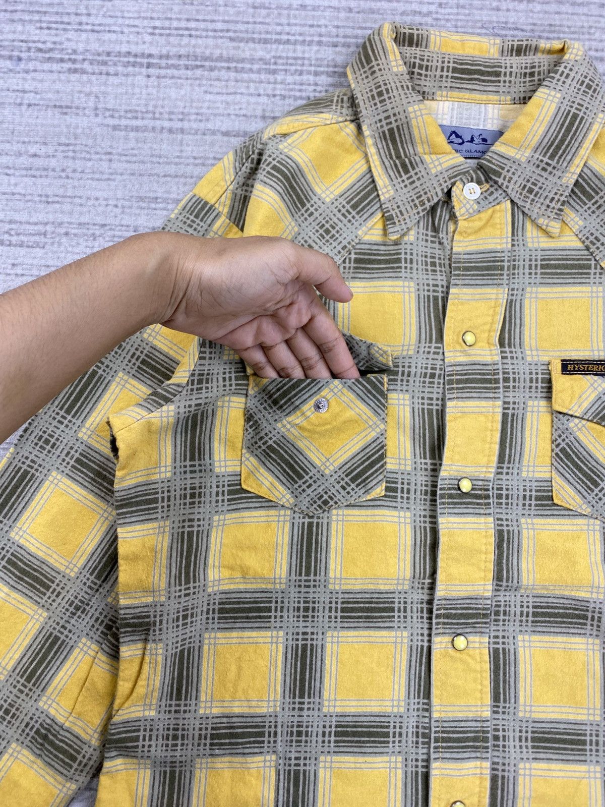 Hysteric Glamour × Japanese Brand × Vintage Vintage Hysteric Yellow Checked Button Ups Shirt Size US S / EU 44-46 / 1 - 7 Thumbnail