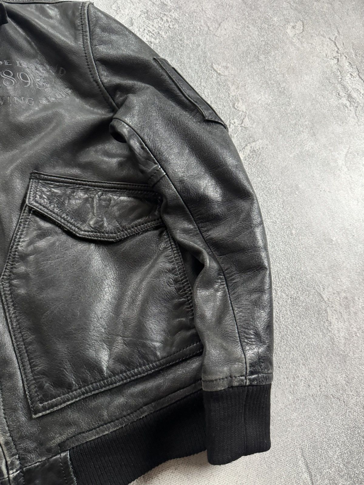Genuine Leather Rhode Island S/size leather aviator bomber zip jacket pilot Size US S / EU 44-46 / 1 - 4 Thumbnail