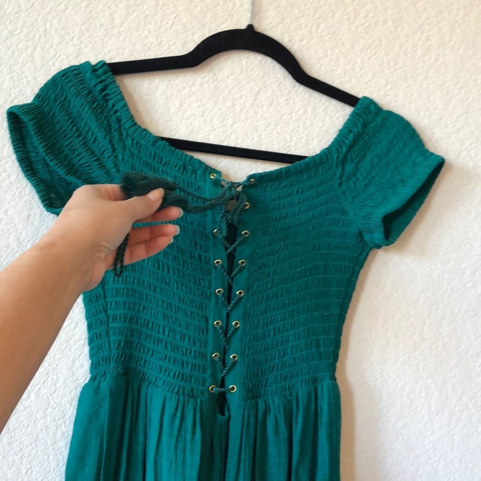 Guess Guess Berry Lilly jumpsuit off shoulder wide leg green sz S Size 27" / US 4 / IT 40 - 7 Thumbnail