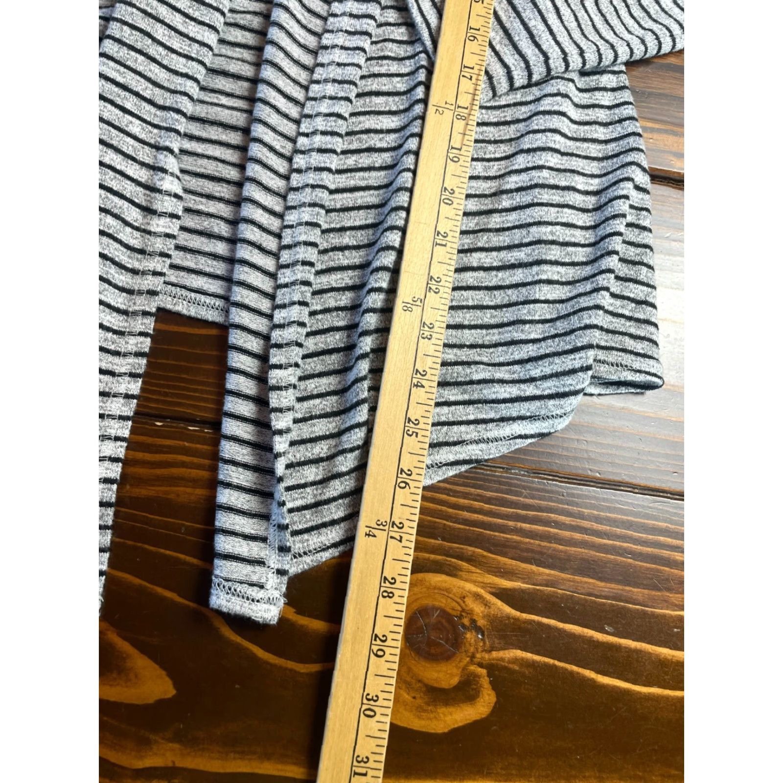 Vintage Chico's Sweater Cardigan, Women Size 4 Regular, Gray Black Striped Open Long Sleeve, Casual, Fall Spring Summer, Womens Size S / US 4 / IT 40 - 6 Thumbnail