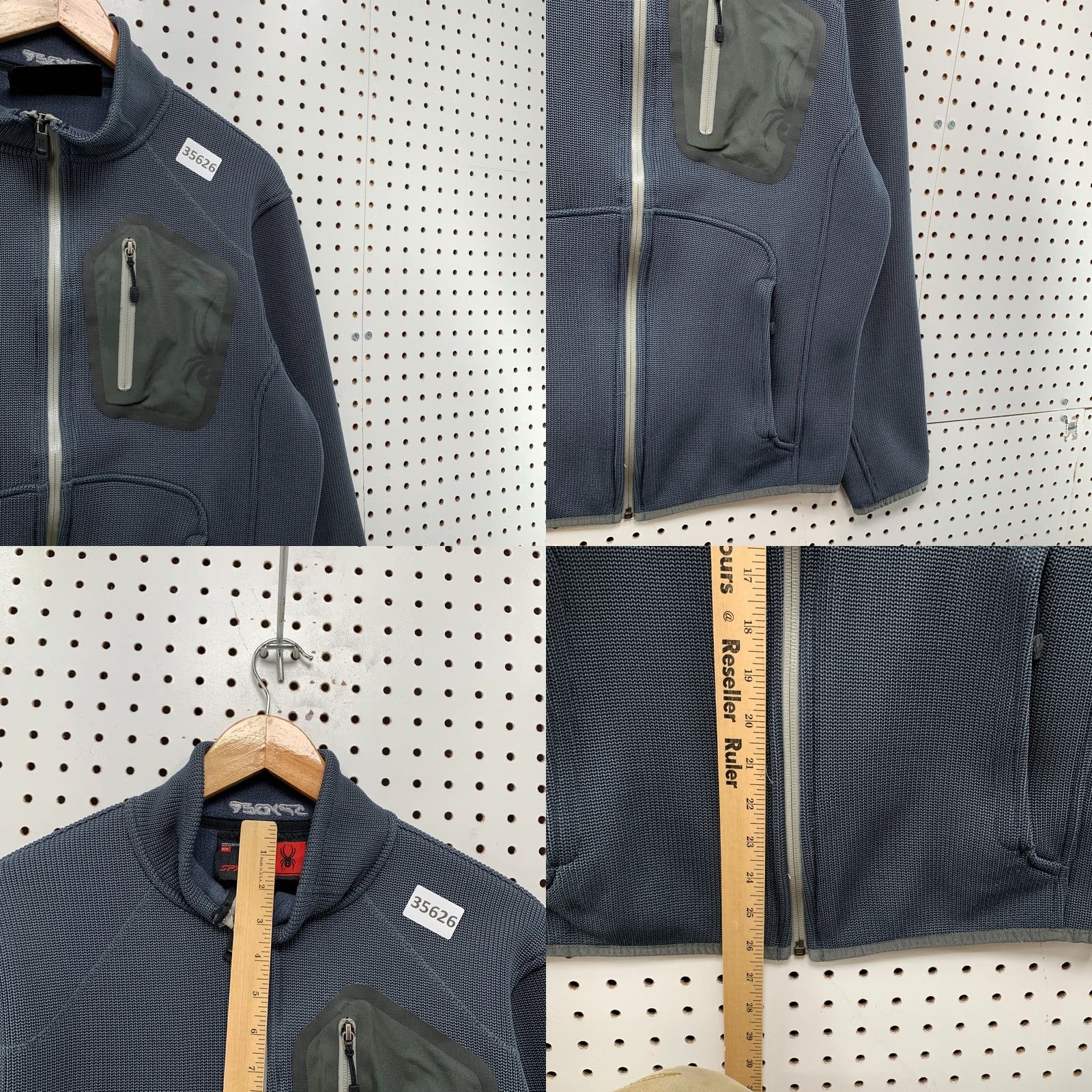 Spyder Spyder Jacket Mens Medium Gray Zip Waffle Knit Pocket 22x26.5 Size US M / EU 48-50 / 2 - 8 Thumbnail