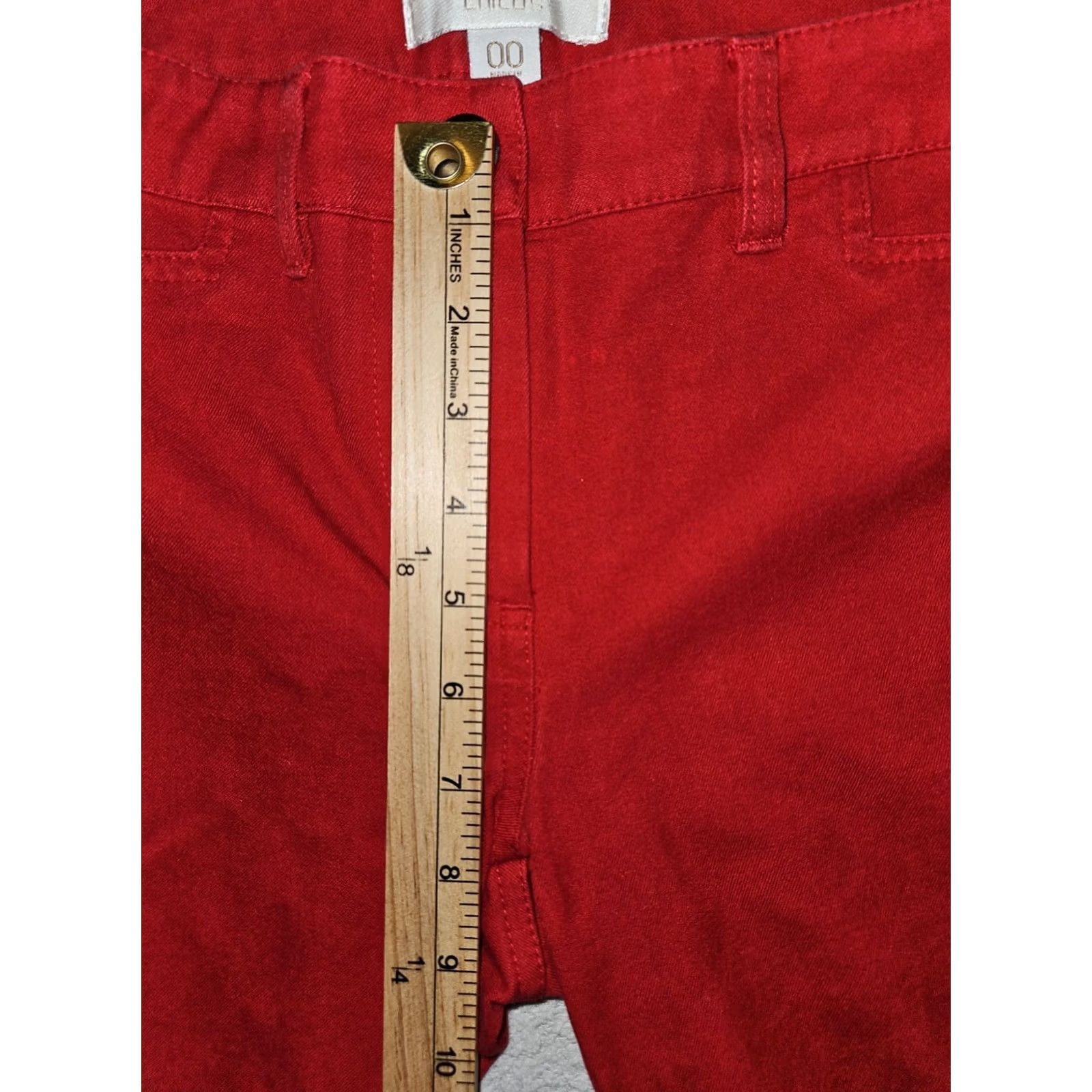 Vintage Chico's Jeans Size 00 Straight Low Rise Red Stretch Back Pockets Casual Workwear Ladies Size 24" / US 00 / IT 34 - 4 Thumbnail