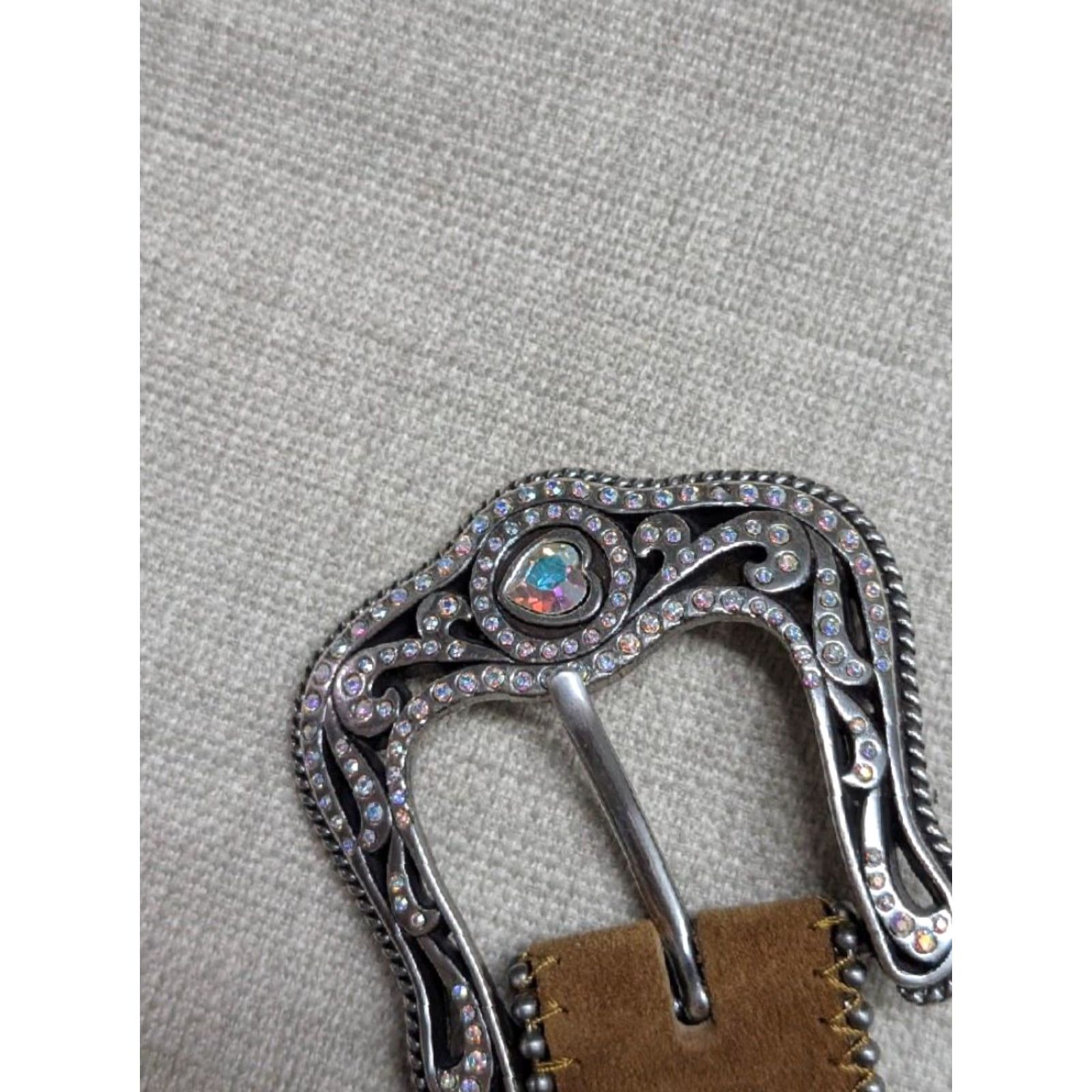 Tony Lama VINTAGE Tony Lama belt Western Unisex Adults 1-1/2" leather brown 32 Cowboy Studded buckle belt 90s Western Size 32 - 4 Thumbnail