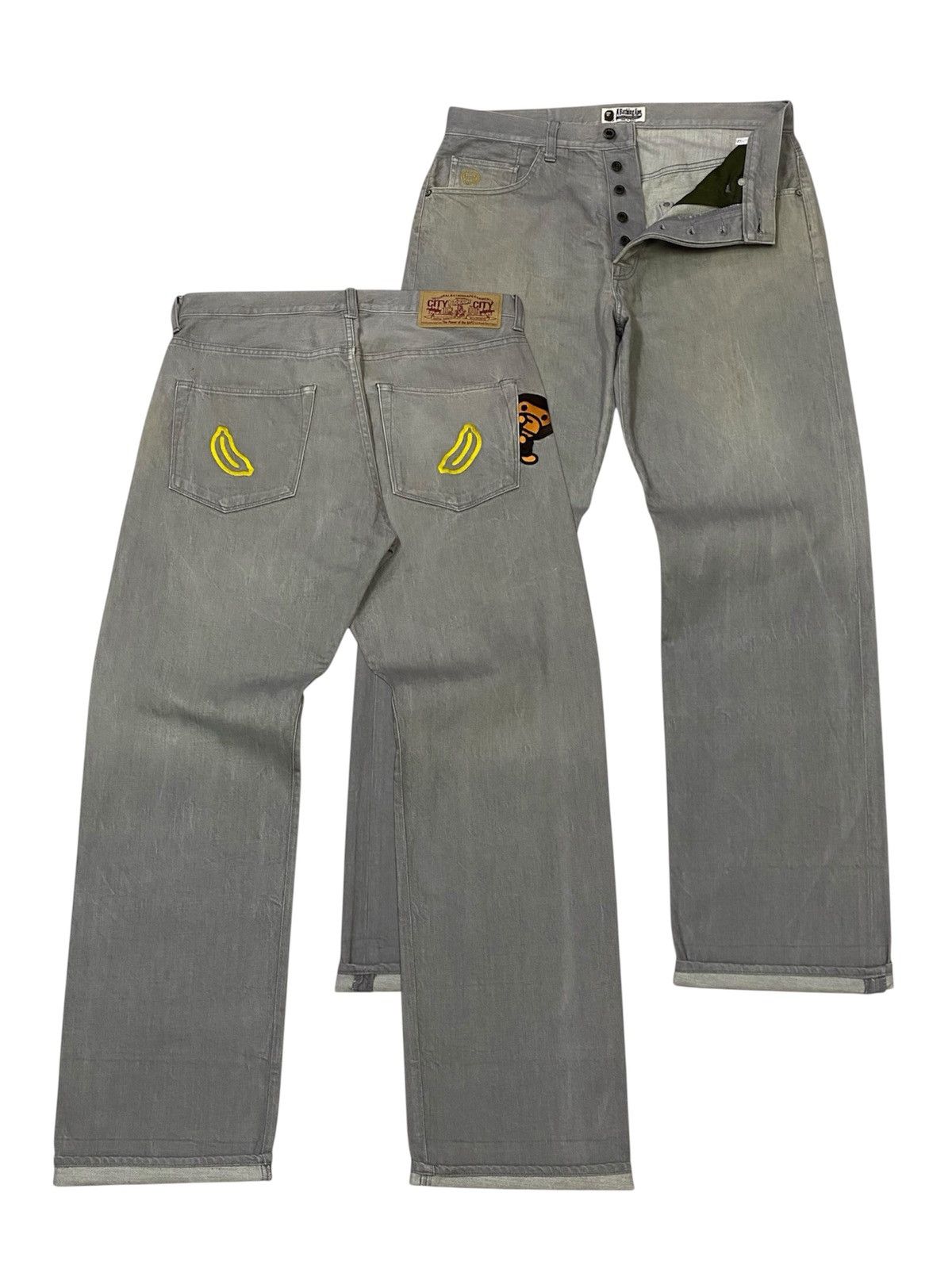 Bape A Bathing Ape Embroidered Logo Button Fly Denim Pants Size US 34 / EU 50 - 1 Thumbnail