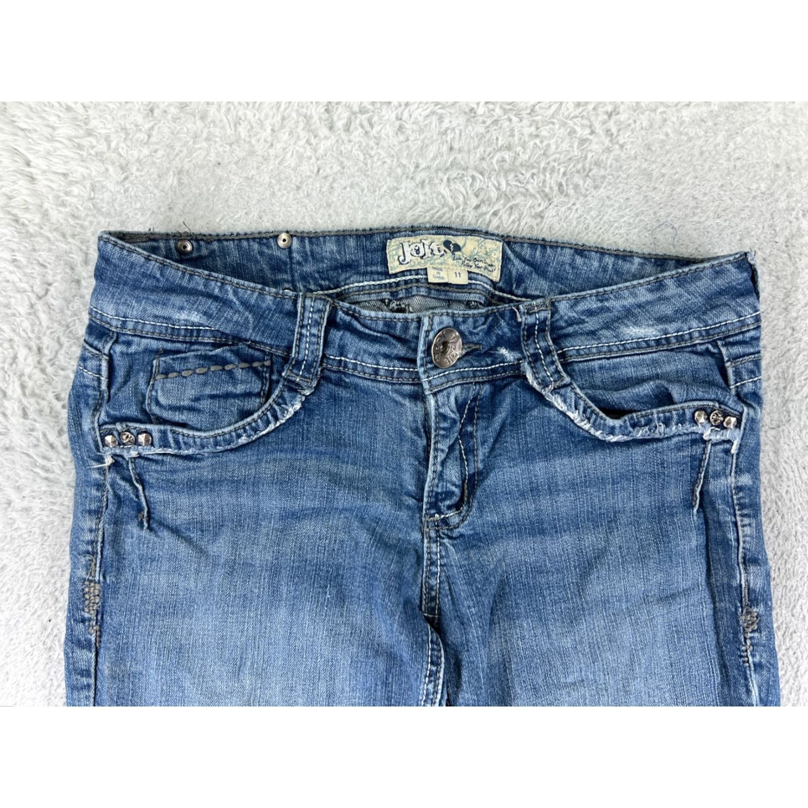 Vintage Jolt Jeans Women Bootcut 11 Blue Denim Distressed Cotton Blend 5-Pocket Regular Inseam 30.5 in Womens Jeans Size 32" / US 10 / IT 46 - 7 Thumbnail