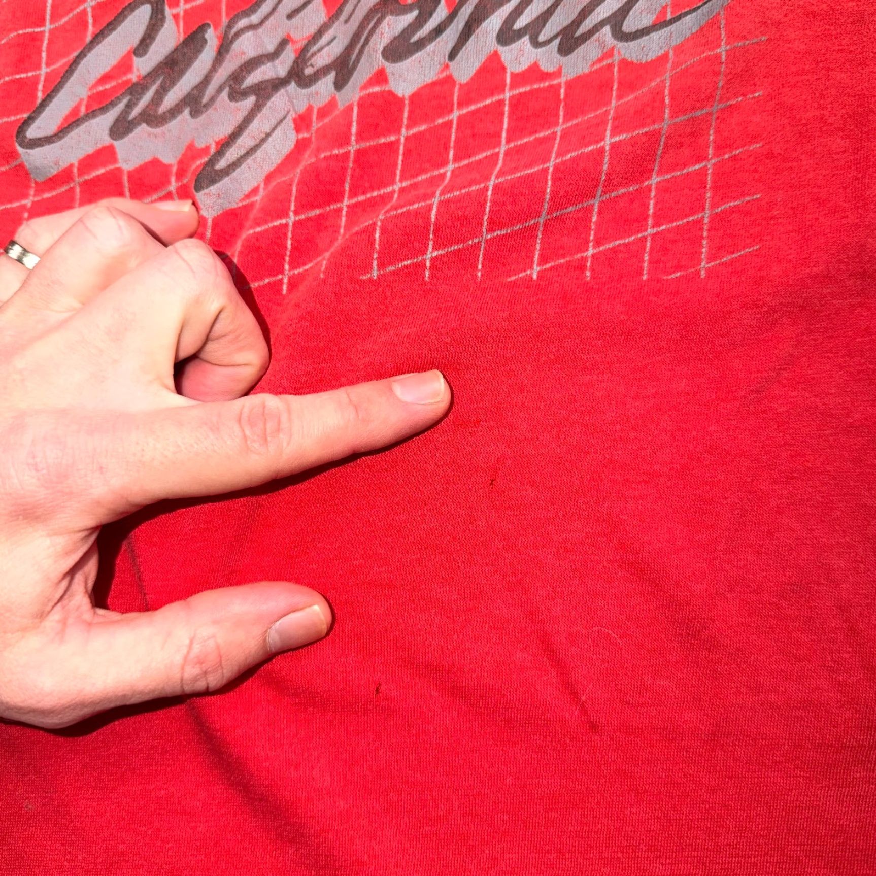 Vintage VINTAGE California 80s VTG T Shirt Graphic 1980s Red Classic Grid Design Text Typography XL Men Short Sleeve Crew Neck Cotton Gildan 5000 Size US XL / EU 56 / 4 - 3 Thumbnail
