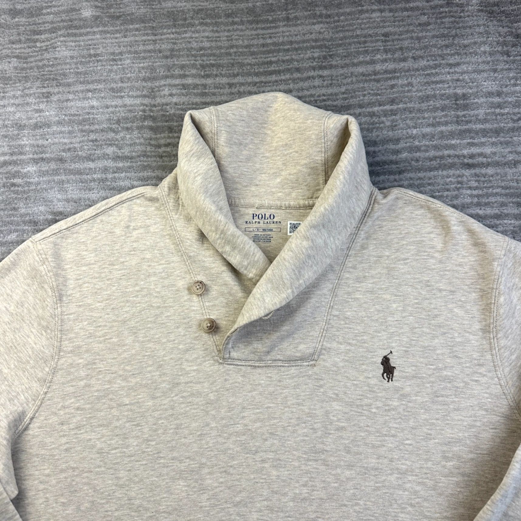 Polo Ralph Lauren Polo Ralph Lauren Sweater Mens Large Beige Tan Embroidered Pony Shawl Collar Knit Pullover Size US L / EU 52-54 / 3 - 3 Thumbnail