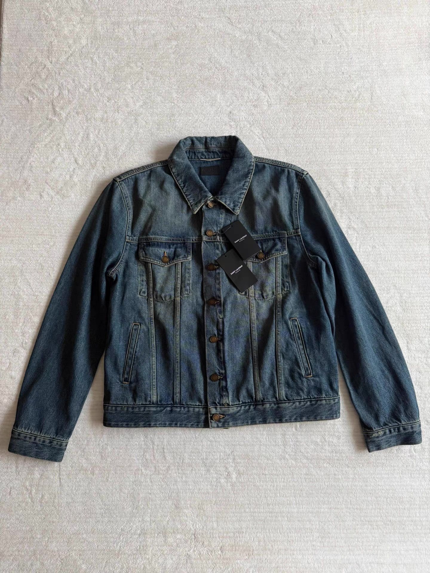 Saint Laurent Paris Saint Laurent Washed Light Blue Denim Jacket Ｑ23 Size US L / EU 52-54 / 3 - 2 Thumbnail