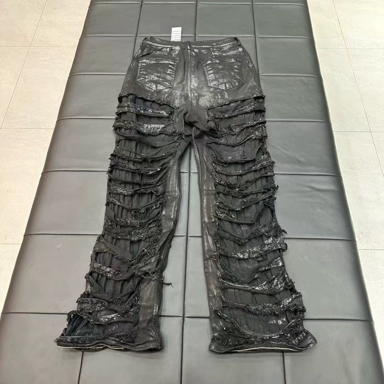 Rick Owens Rick Owens Black Distressed Flare Jeans Size 32-2508 Size US 32 / EU 48 - 2 Thumbnail