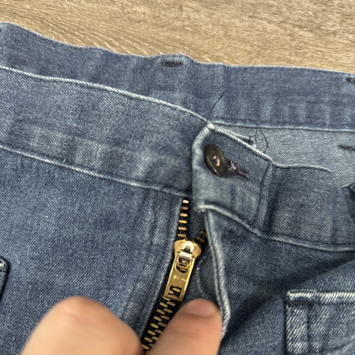 Japanese Brand Rare Vintage 1970s Navy Dungaree bell bottom pants Size 34" / US 12 / IT 48 - 4 Thumbnail
