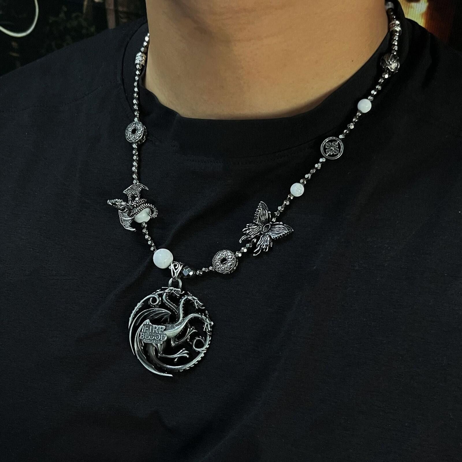 Jewelry Dragon Hollow Dark Chain Necklace Size ONE SIZE - 1 Thumbnail