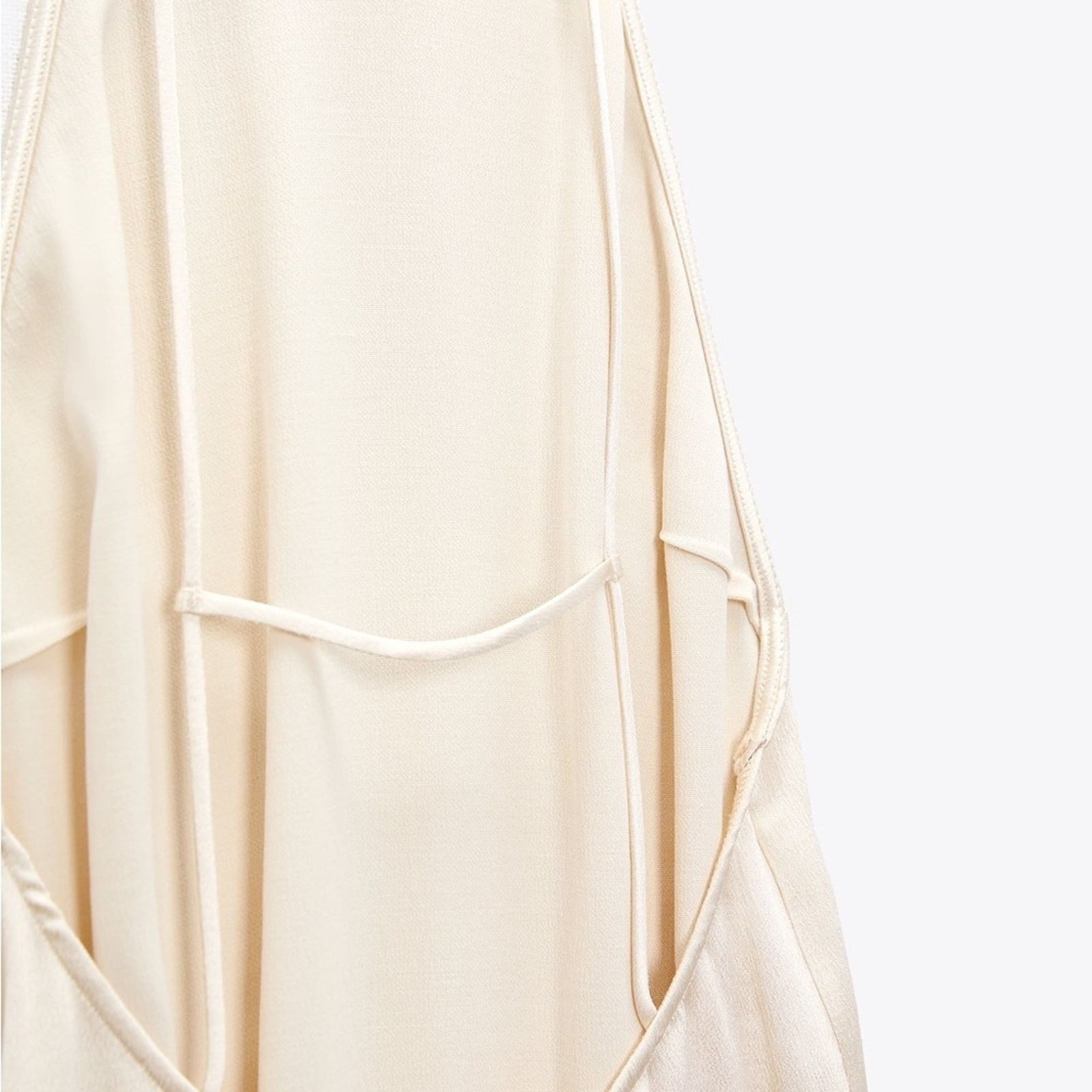 ZARA SATIN EFFECT HALTER DRESS ECRU