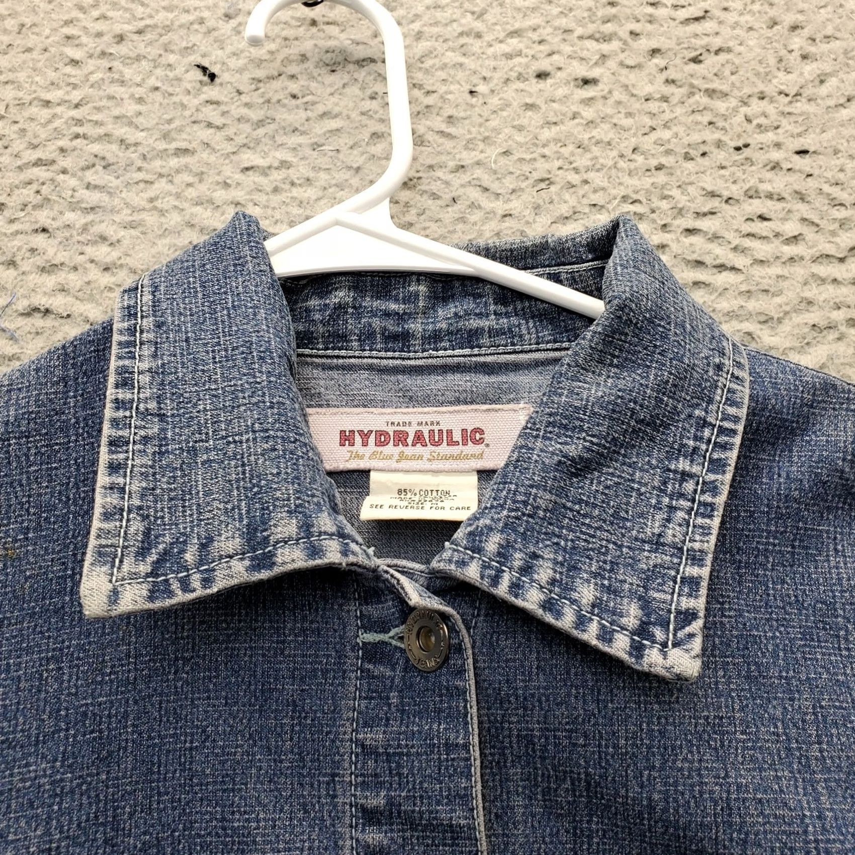 Denime HYDRAULIC Denim Trucker Jacket Womens M Blue Stretch Cinch Waist Button Front Jacket Size M / US 6-8 / IT 42-44 - 5 Thumbnail