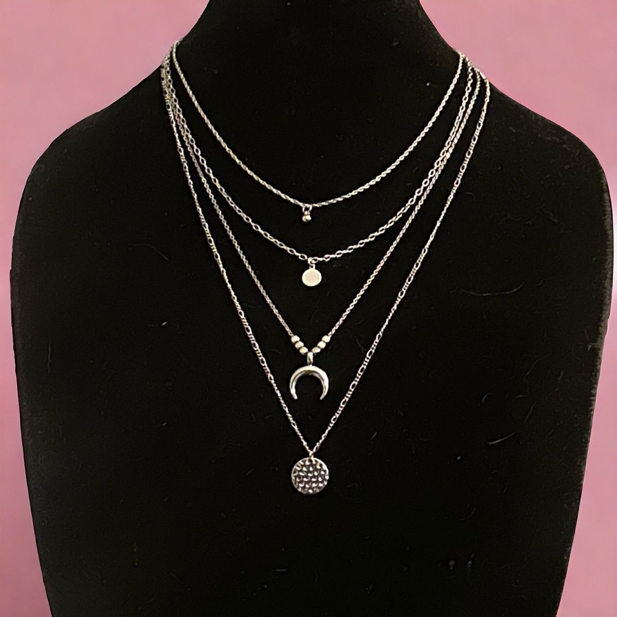 Other Silver tone multi strand layered pendant necklace Size ONE SIZE - 1 Thumbnail