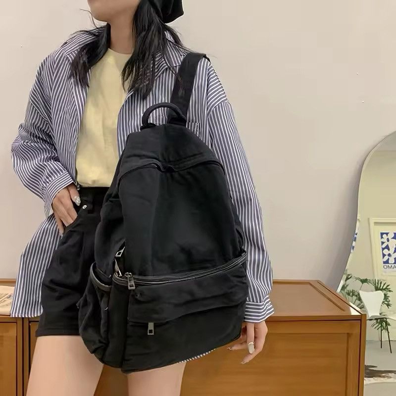 Japanese Brand Black Canvas Backpack Size ONE SIZE - 1 Thumbnail