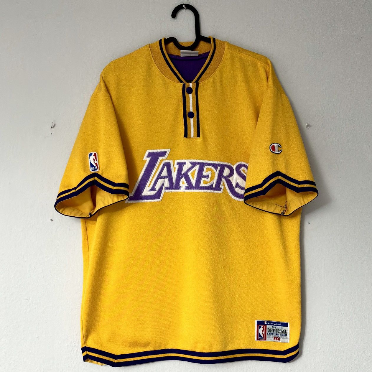 NBA × Vintage 90s LA Lakers Vintage Champion Shooting Jersey Tee Shirt Top Size US S / EU 44-46 / 1 - 2 Thumbnail