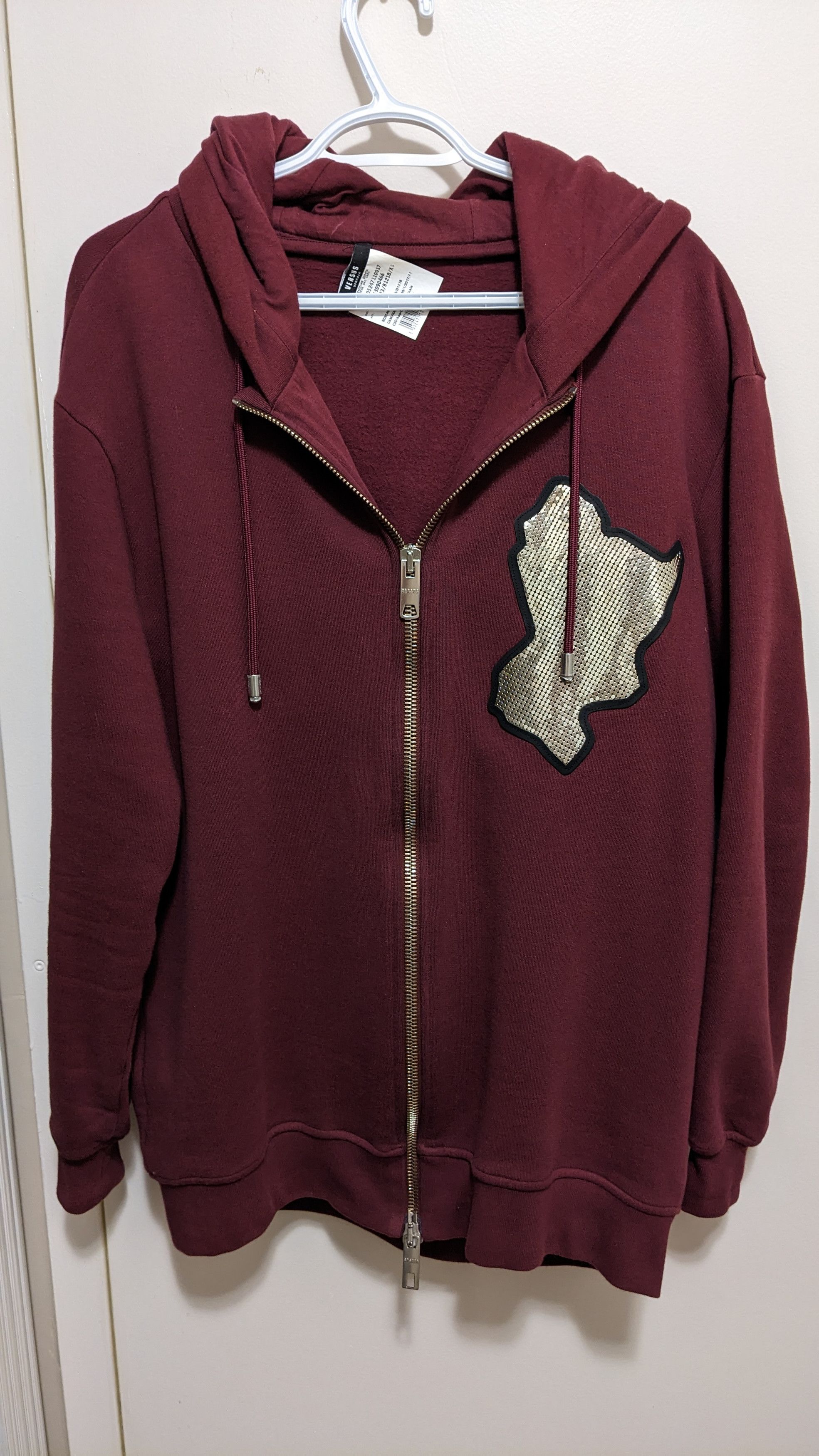 image of Versus Versace Authentic Versace Versus Hoodie Men's Large New Without Tags in Maroon