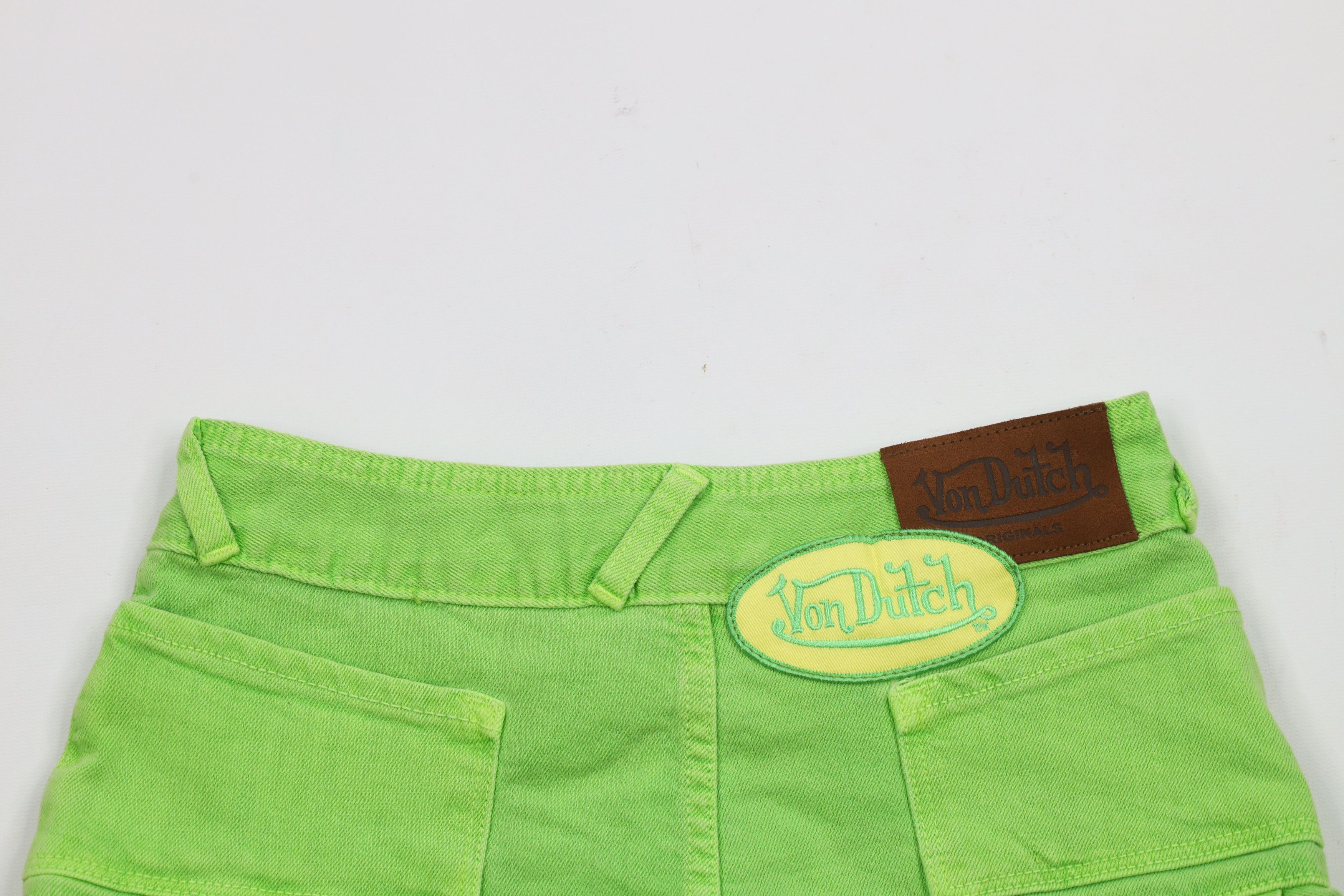 Vintage × Von Dutch Vintage 90s Y2K Von Dutch Denim Jean Mini Skirt Green USA Size 24" / US 00 / IT 34 - 9 Thumbnail