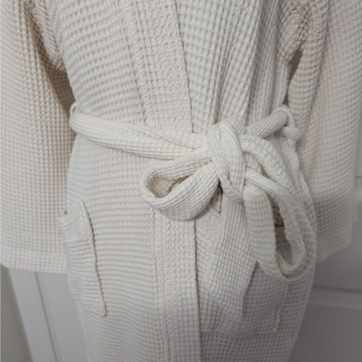 Designer Sweetwater Waffle Knit Kimono Robe Womens Size Medium White Size M / US 6-8 / IT 42-44 - 3 Thumbnail