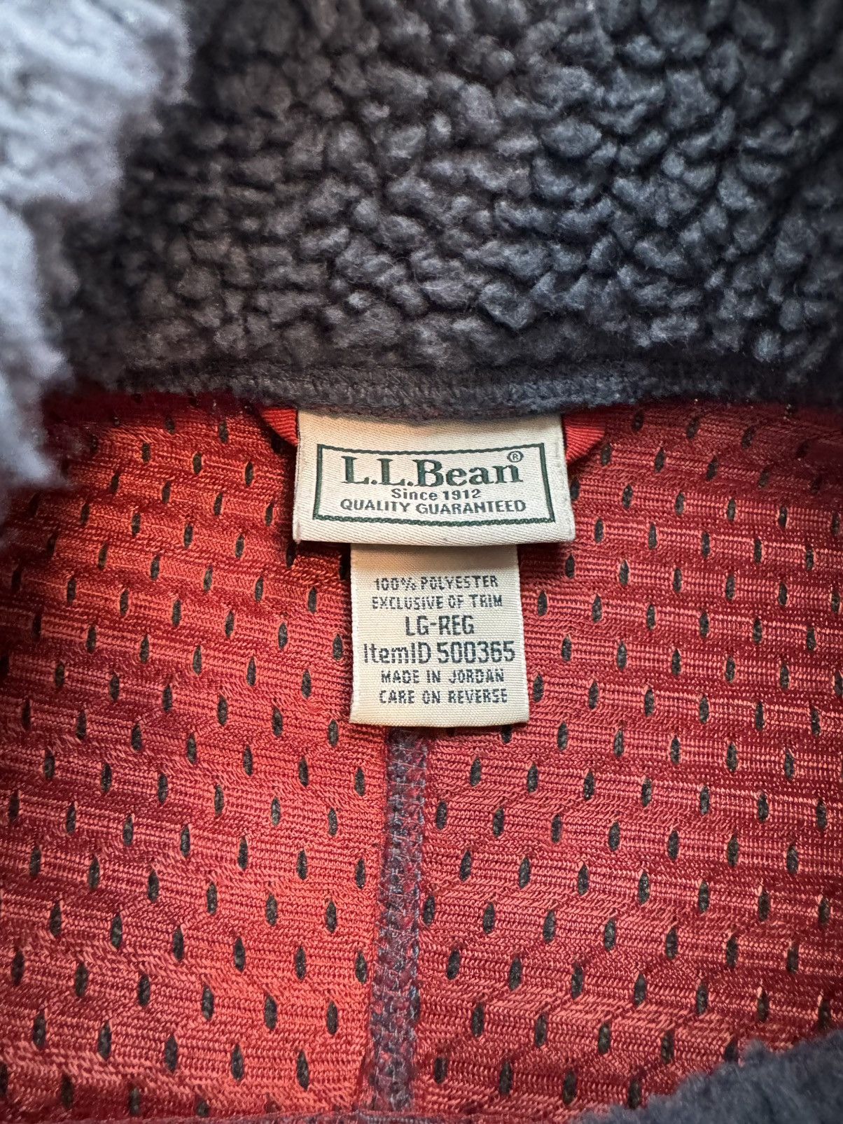 L.L. Bean L.L. Bean Deep Pile Sherpa Fleece Full Zip Navy Blue Red Zip Size US L / EU 52-54 / 3 - 5 Thumbnail